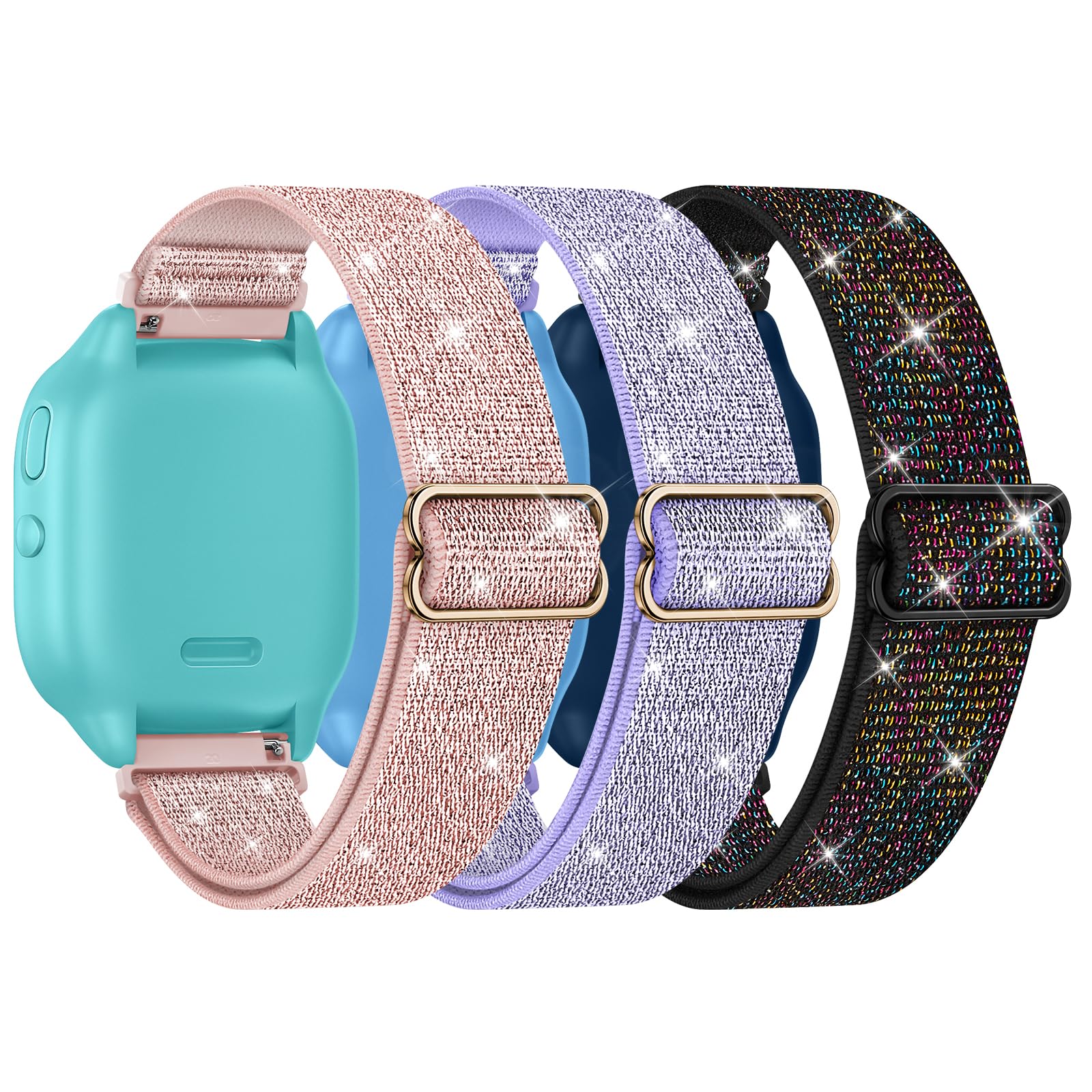 Butifacion 3 Pack Sparkly Stretchy Gizmo Watch Band for Kids Compatible with Gizmo Watch 3 2 1/ Gabb Watch 3 2 1/ SyncUP/Cosmo JrTrack Watch, Bling