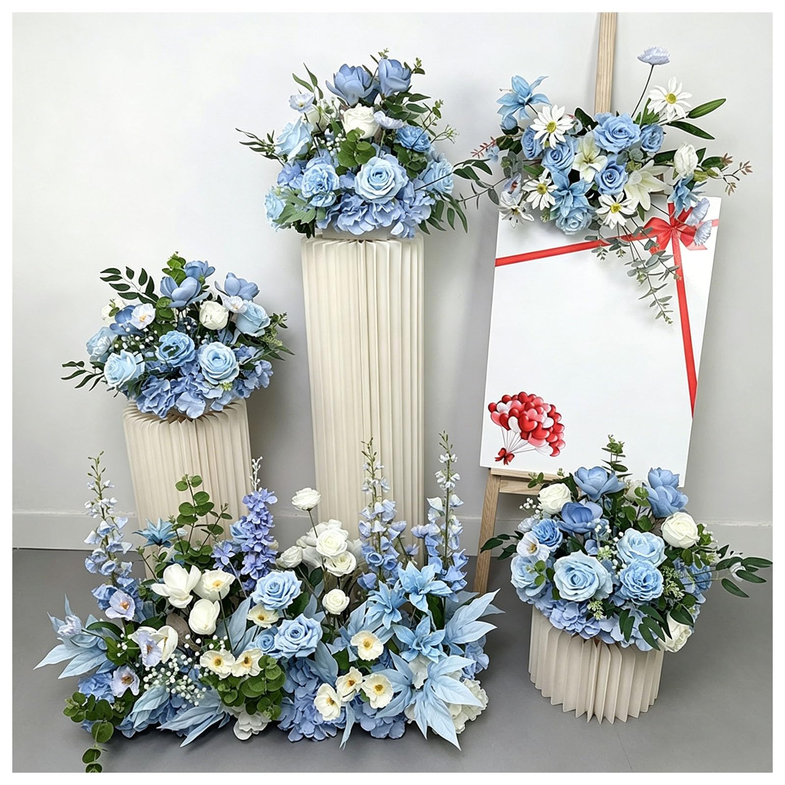 Garden Decoration Flowers Artificial Wedding Flowers Faux Floral Arrangement, Multiple Styles Fake Flowers, For Wedding Aisle, Bridal Room, Hotel Lobby, Window Display, Engag(Size:5-piece set,Color:D)