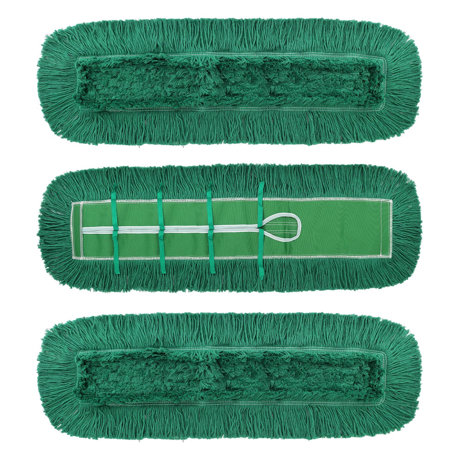 Commercial 48 Inch Dust Mop Head: Replacement Heavy Duty Sweeper and Janitorial Industrial Dust Mop Head for Floor Cleaning,Office,School,Restaurant,Hospital (Green - 48 Inch, 3 Pack)