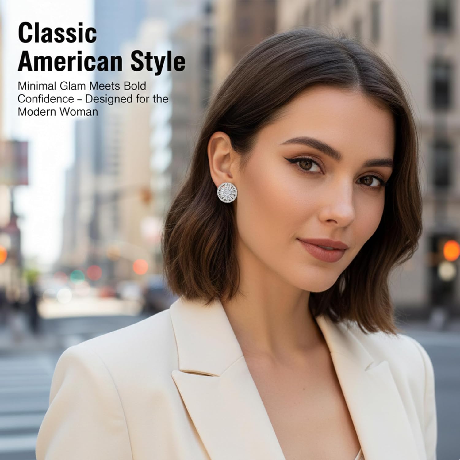 Silver Plated American Diamond Stud Earrings for Women | Heart & Round Design | Elegant Party & Daily Wear Jewellery