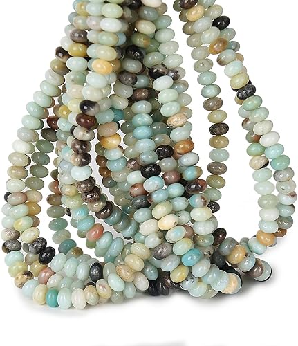 Vista 45 de ICAI Beads 5x8mm Cuentas Espaciadoras Rondelle Naturales Sueltas para Hacer Joyas Manualidades DIY Diseño 1 Hebra 15" APPR (Jade Blanco)