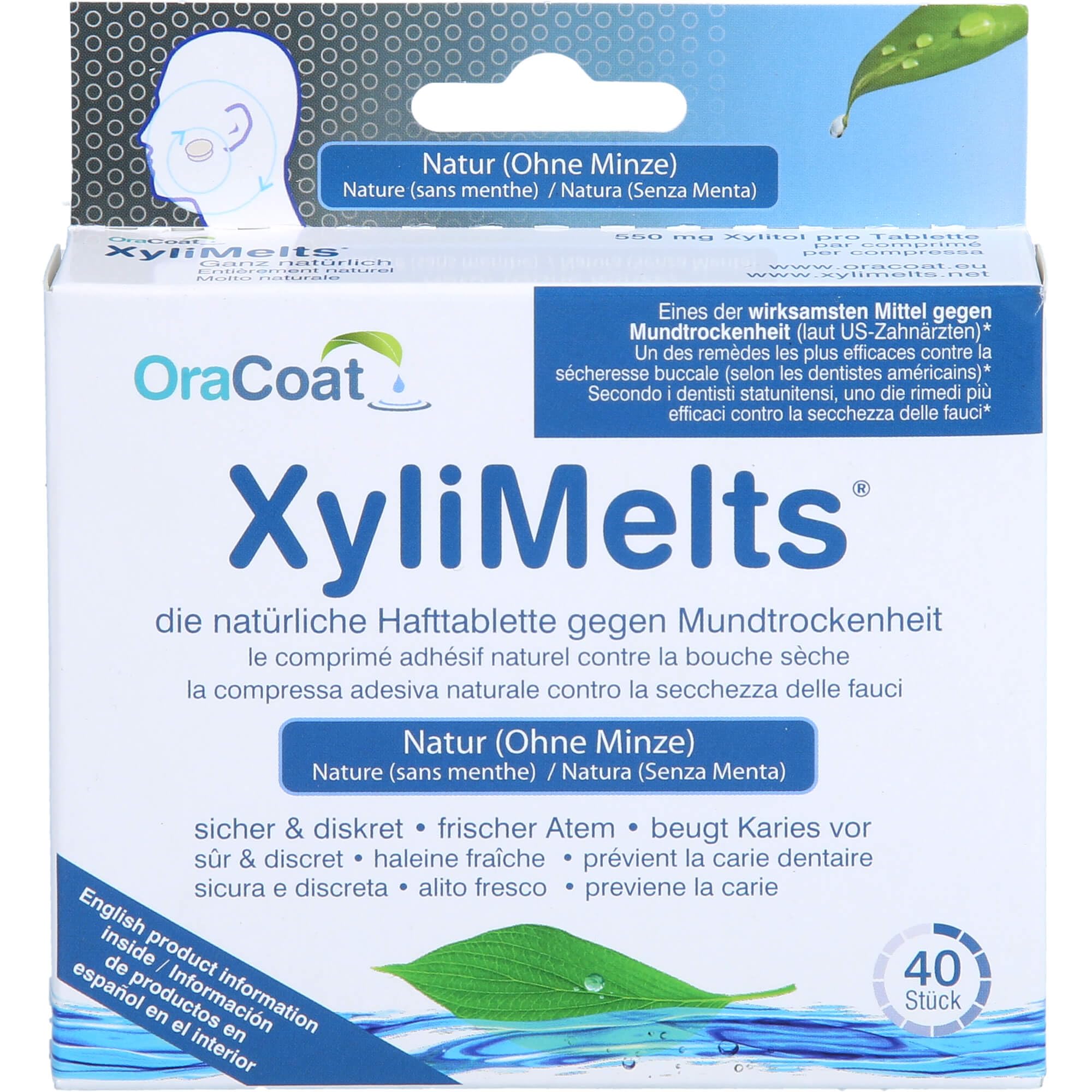 ORACOAT XyliMelts Hafttabletten ohne Minze – 40 Stück