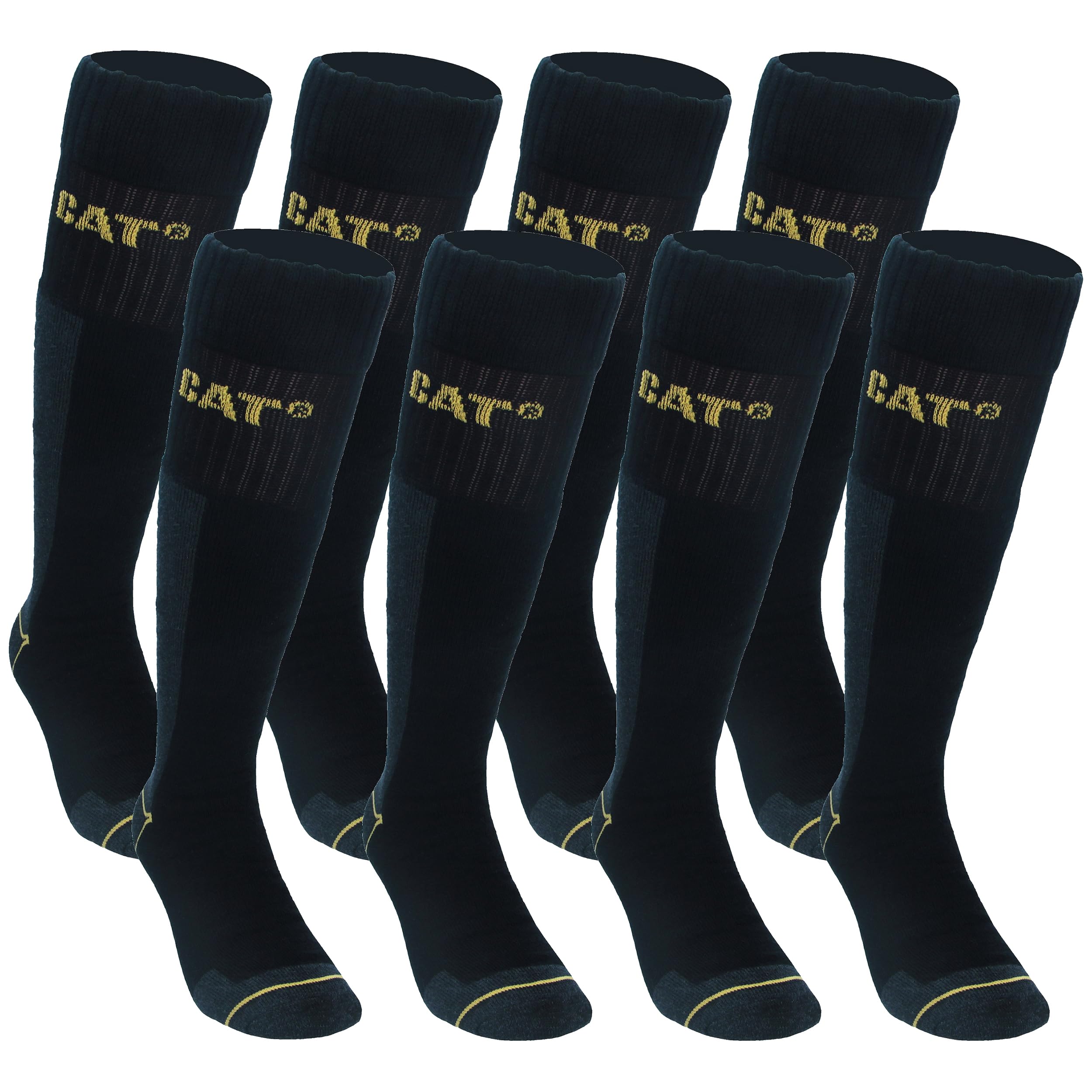 CAT Caterpillar 4 Paia Calze Lunghe da Lavoro Uomo per Scarpe Antinfortunistica - Rinforzate su Tallone e Punta - Filati di Ottima Qualità Spugna di Cotone