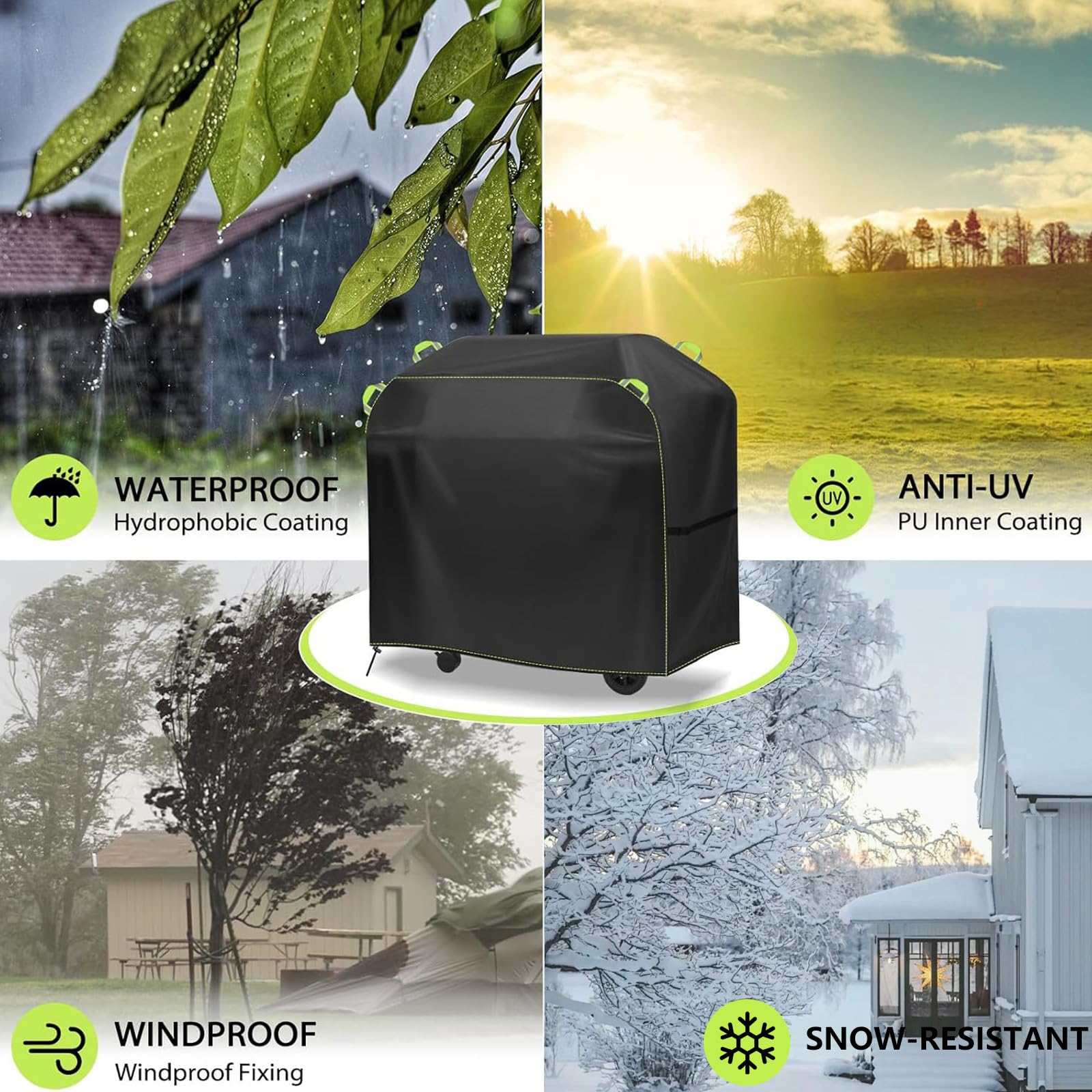 Wodoodporny pokrowiec na grilla 420D Ripstop Ox 76 x 145 cm, wiatroszczelny, odblaskowy, zewnętrzny, do grilla
