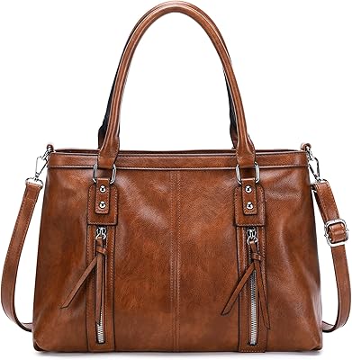 sqlp Leather handbags for women Large Capacity Work Tote Bags ladies Waterproof Crossbody Shoulder bag Brown