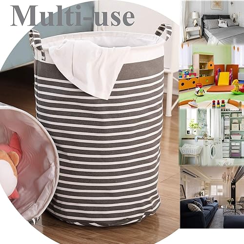Miniatura 7 de Cesto de tela impermeable plegable, de 22 pulgadas de alto, gris grueso, ropa sucia, para dormitorio, almacenamiento de habitación de los niños