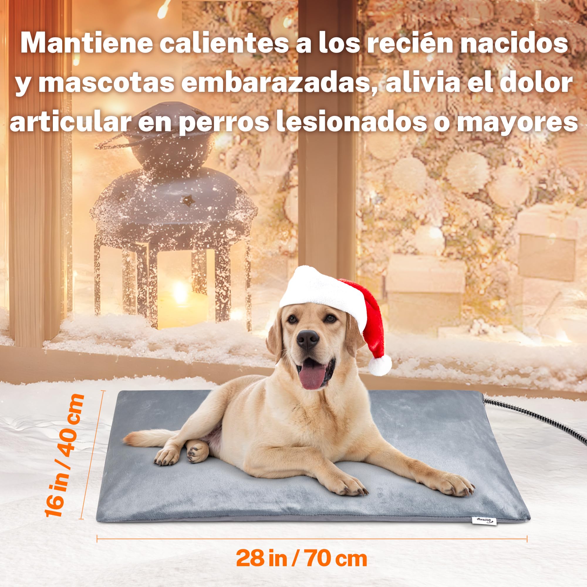 Toozey Manta Electrica para Mascotas Exterior con Cubierta Impermeable y Tubo Antimordedura, Manta Termica para Recién Nacidos, Embarazadas, Ancianos, Articulaciones Lesionados, Gato y Perro, 70X40cm