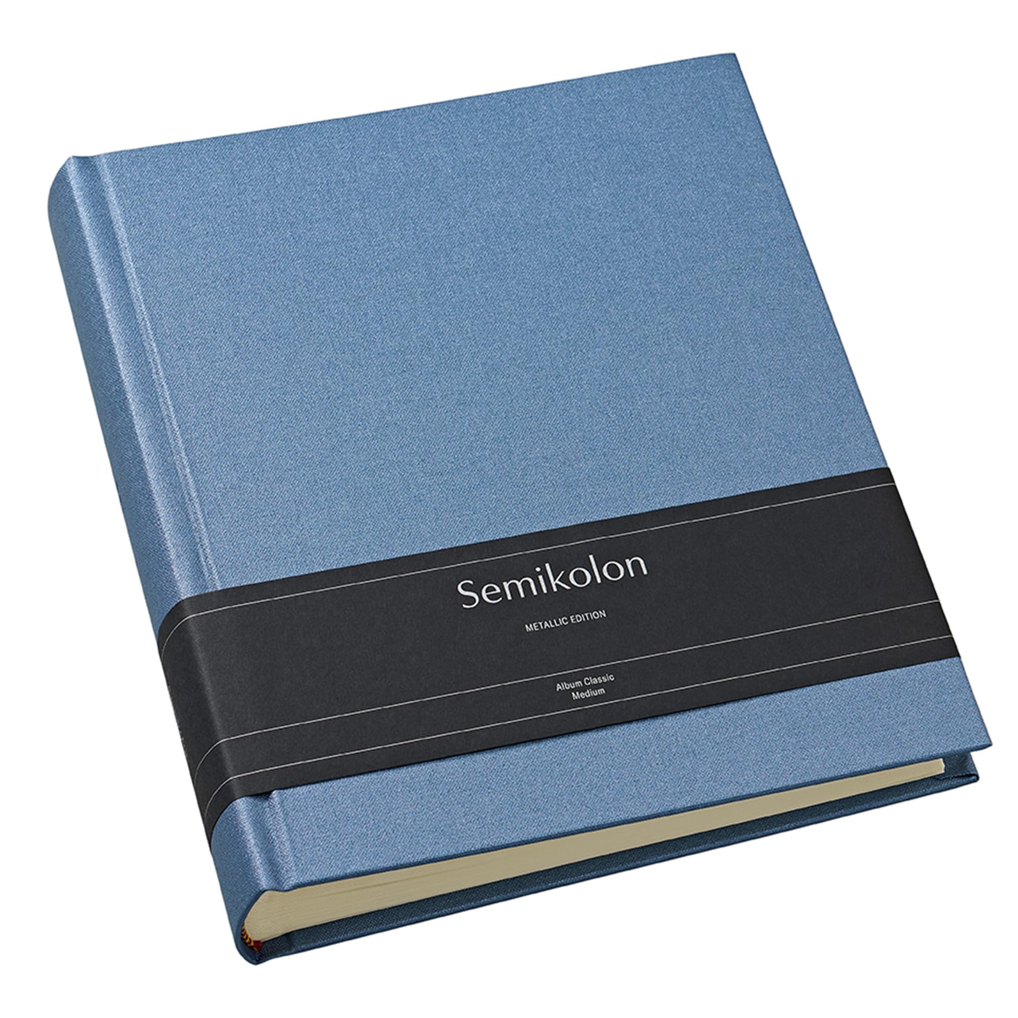 Semikolon 600079 Álbum de fotos Classic Medium - 21,6 x 25,5 cm - 80 páginas de color crema, para 160 fotos - Edición metálica Electric Midnight