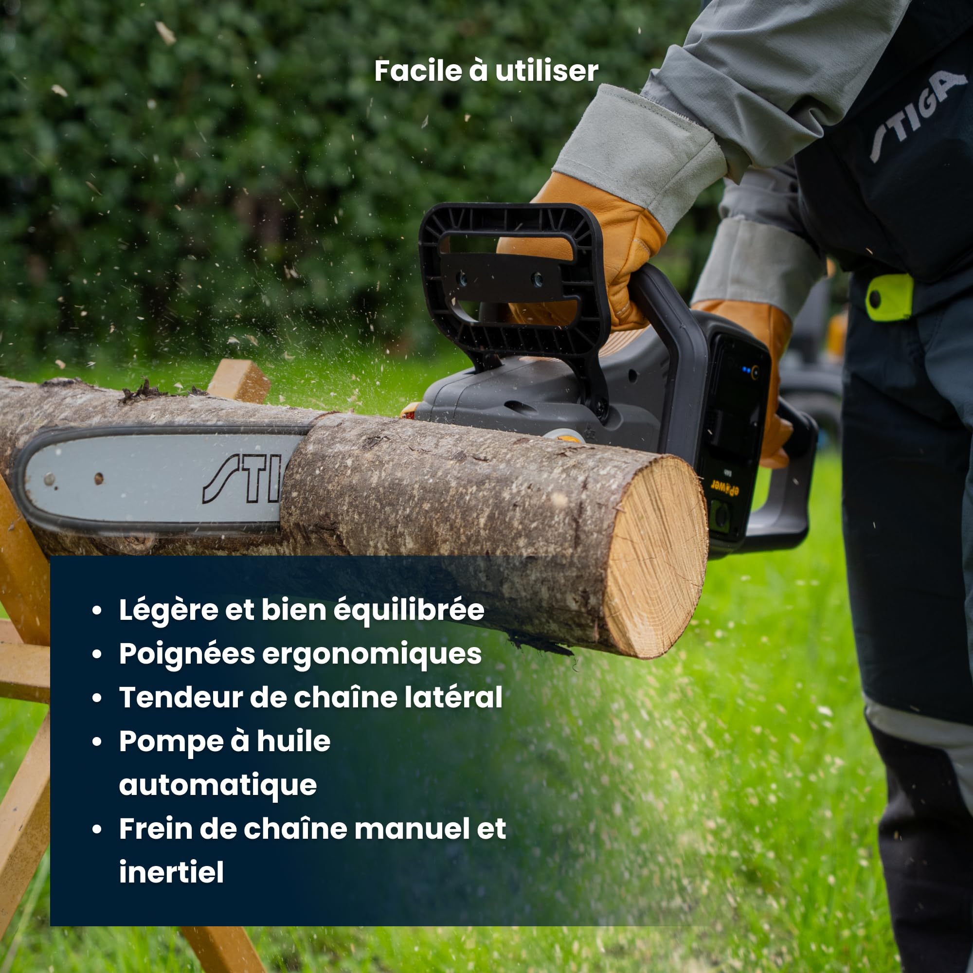 STIGA CS 700e Tronçonneuse à batterie 48V, 1.2 kW moteur brushless, chaîne PX, panneau LED, sécurité inertielle, guidon soft-touch, haute puissance et autonomie, batterie et chargeur non inclus