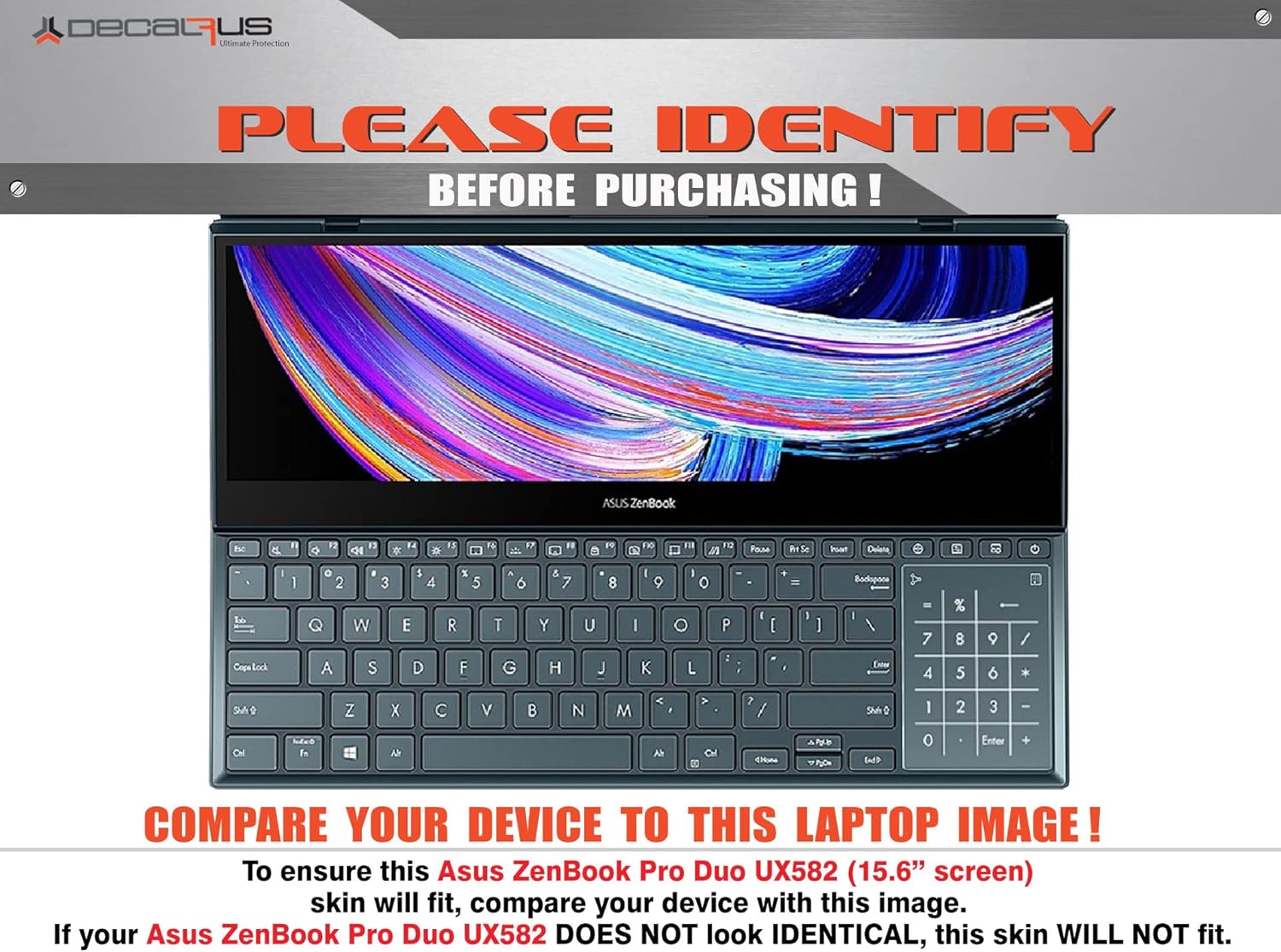 Decalrus - Protective Decal Skin Sticker for Asus ZenBook Pro Duo UX582 (15.6" Screen) case Cover wrap ASzenbkPro_UX582-96