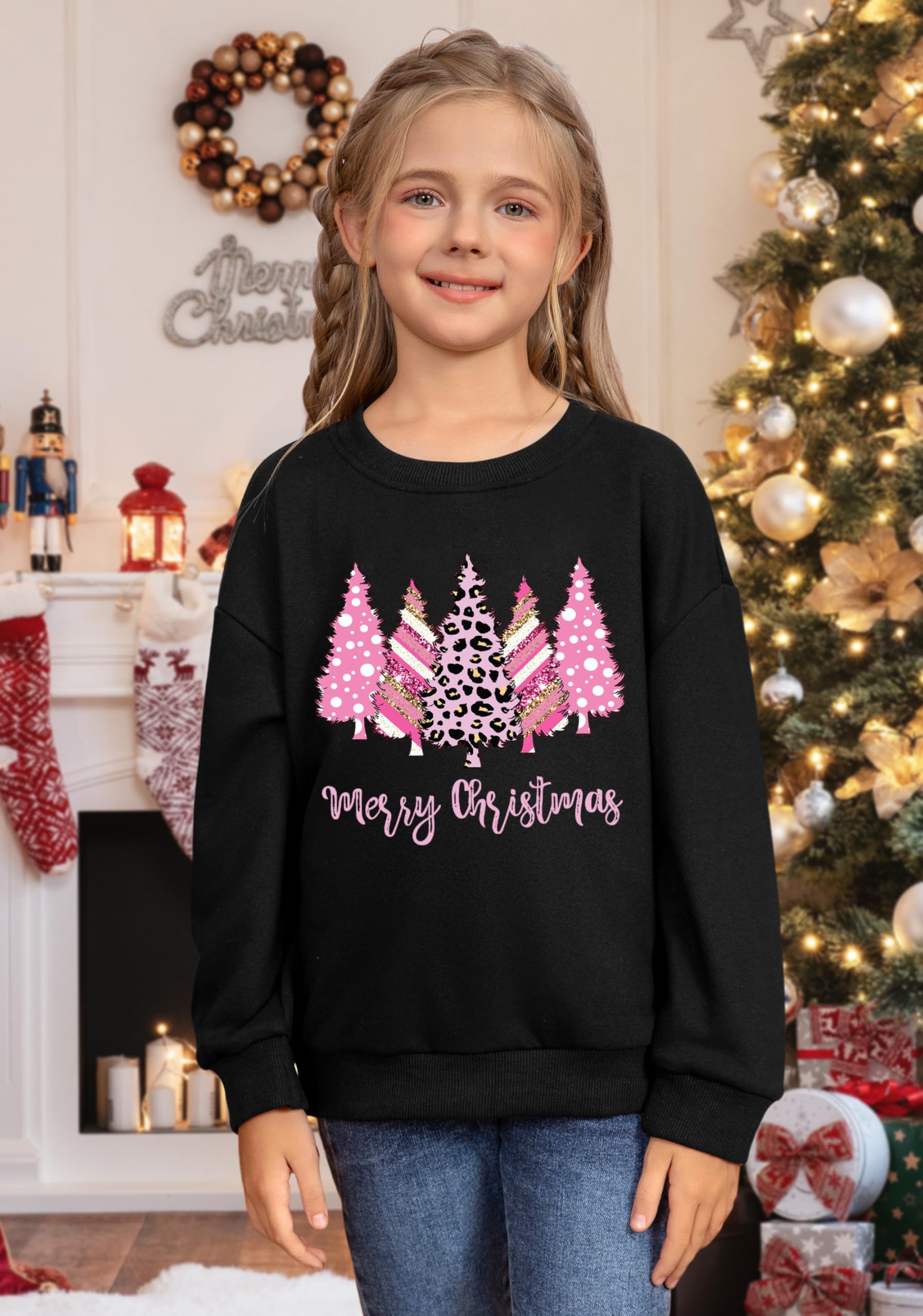 tiorhooe Weihnachtspullover Kinder Weihnachtsbaum Sweatshirt Xmas Pullover Langarmshirt 3-9 Jahre
