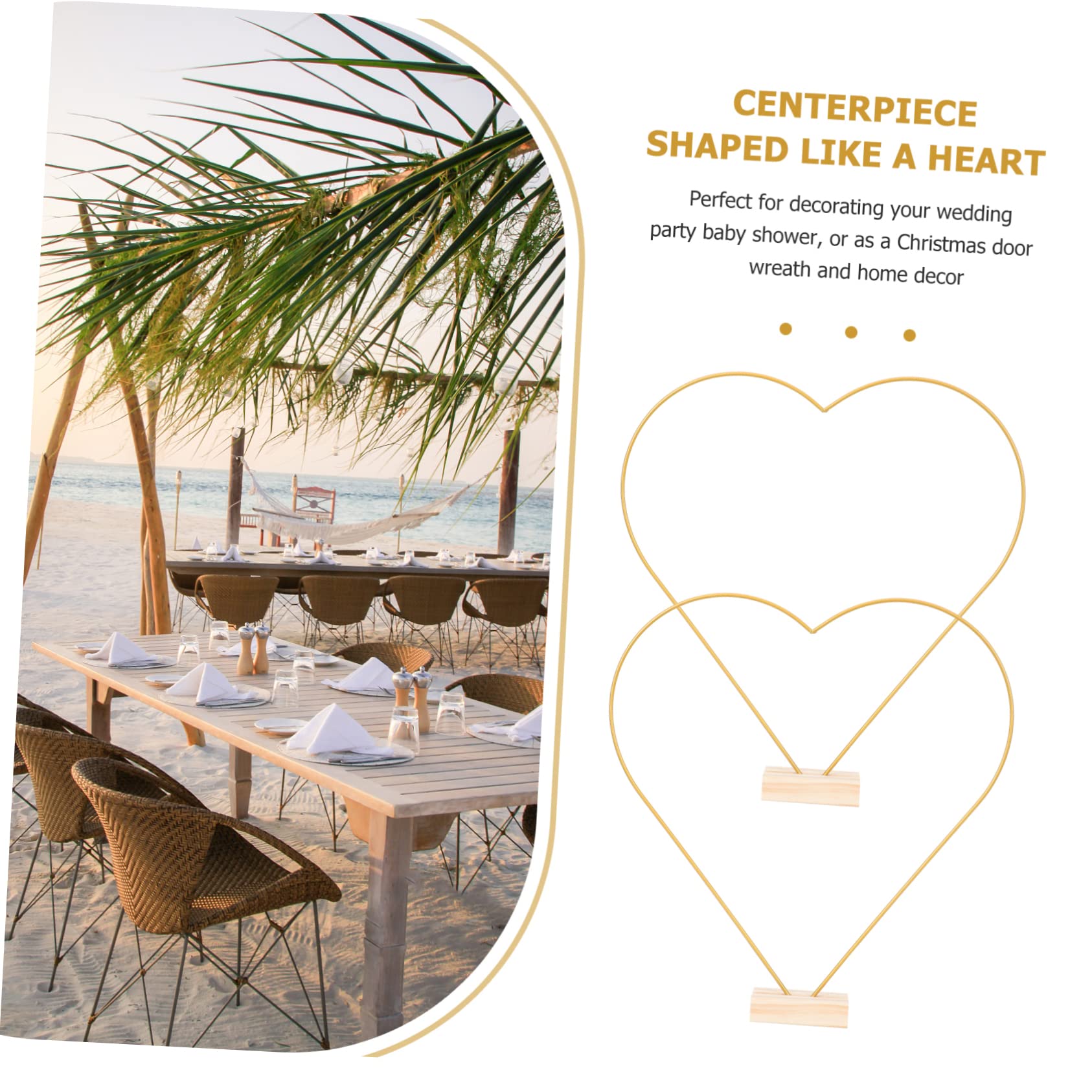 Ciieeo 1Set Multi Function Metal Heart Shape Hoops for DIY Crafts Floral Centerpieces Dreamcatchers and Wedding Decor Rings with Base for Decorations