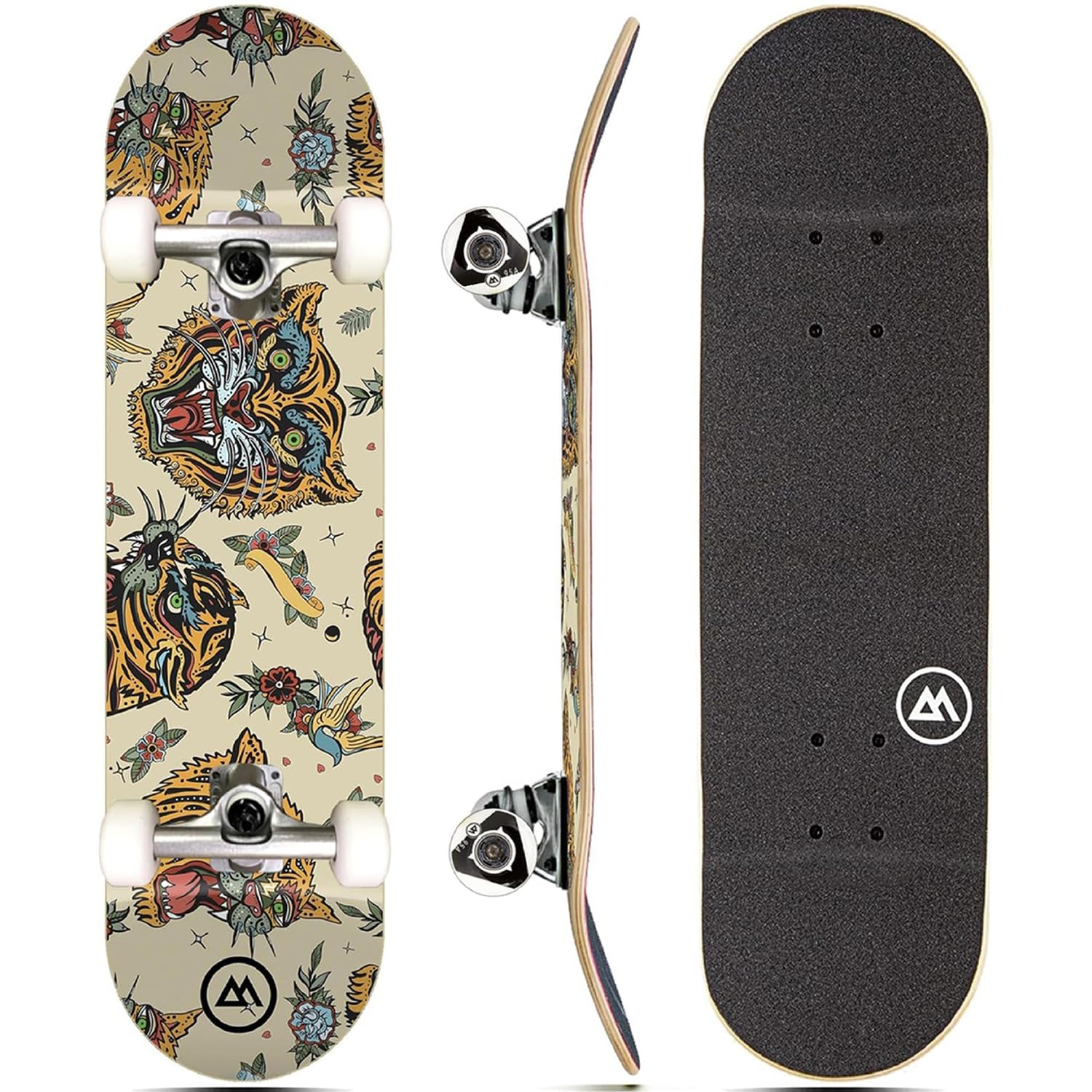Magneto Complete Skateboard | 6-Layer Canadian Maple Double Kick Concave Deck | Beginners, and Teens