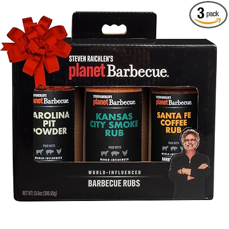 Steven Raichlen's Planet Barbecue Gourmet BBQ Rubs & Spices 3 Pack Set - Grill Seasonings with USA Influenced Flavors - Grilling Gift for Men & Women - Holiday Cooking Gift Box Set - Made in the USA