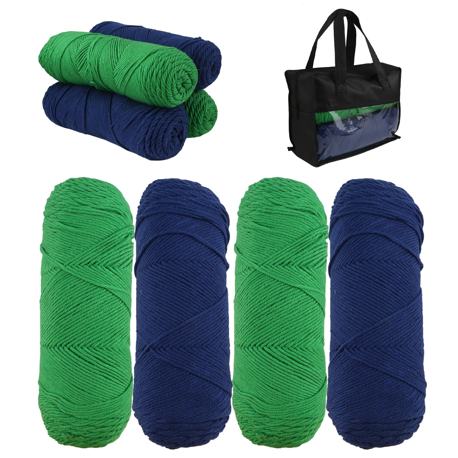 800g(200gx4) Milk Cotton Wool Ball - 5 Strands Medium Thick Yarn Soft and Warm Yarn, Multicoloured Yarn for DIY Crochet, Slippers, Blankets and Hand Woven Bags (Green & Blue)