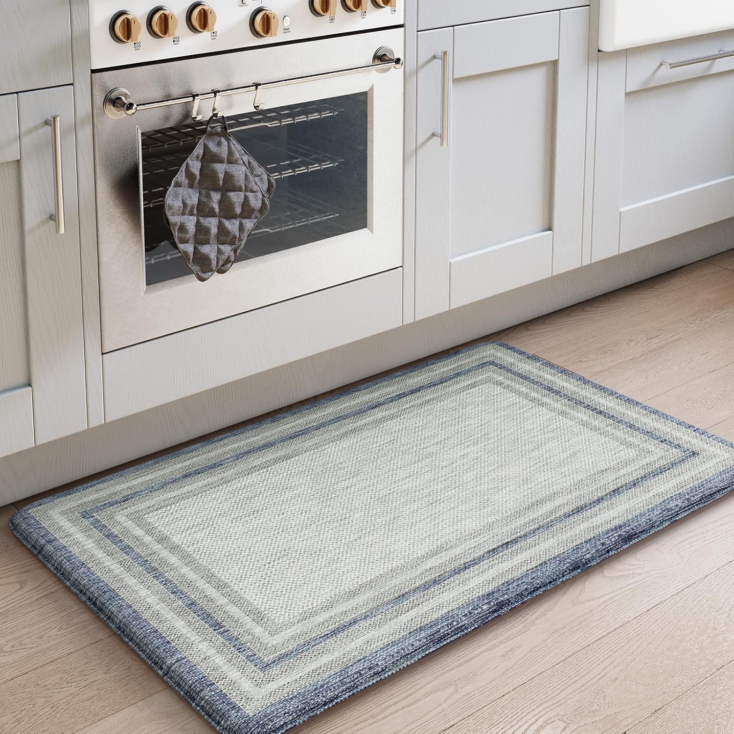 KIMODE Anti Fatigue Kitchen Mat for Floor 20″x32″, Boho Distressed Kitchen Rug, Non Slip Waterproof Kitchen Floor Mat, Comfort Foam Standing Mat for Sink, Laundry, Office, Desk Blue and Gray KIMODE Anti Fatigue Kitchen Mat for Floor 20″x32″, Boho Distressed Kitchen Rug, Non Slip Waterproof Kitchen Floor Mat, Comfort Foam Standing Mat for Sink, Laundry, Office, Desk Blue and Gray