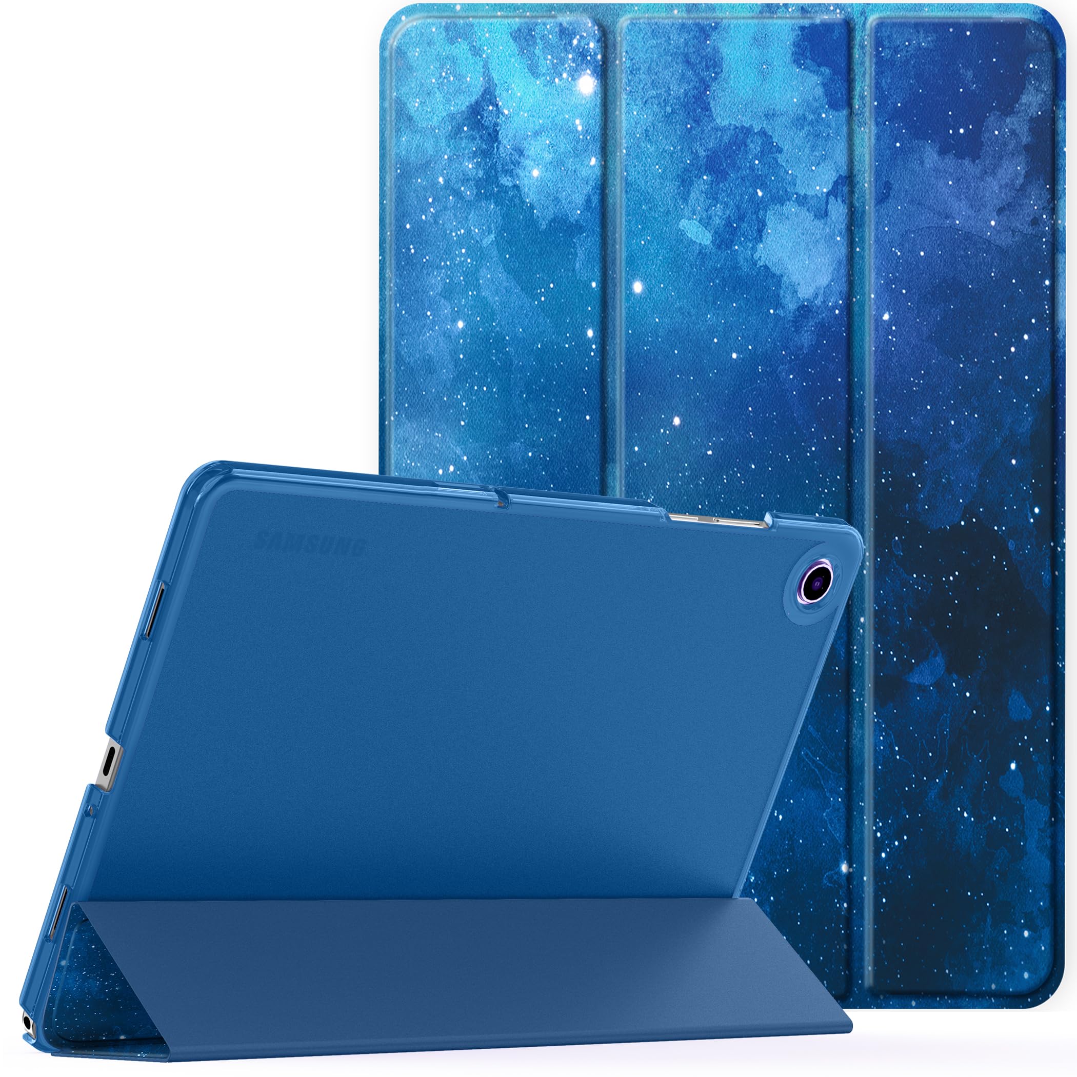 CACOE Hülle für Samsung Galaxy Tab A11+ Plus 11 Zoll 2025/ A9+ Plus 2023(SM-X236B/SM-X230/SM-X210/SM-X215/SM-X217), Ultra Dünn Transluzent Matt Rückseite Abdeckung, Blauer Stern