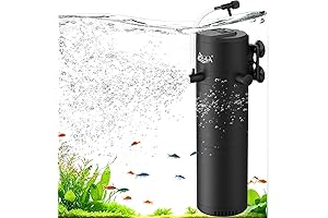 AQQA Aquarium Filter for 40-80 Gallon Tanks- 200GPH Submersible Fish Tank Filter with Adjustable Aeration