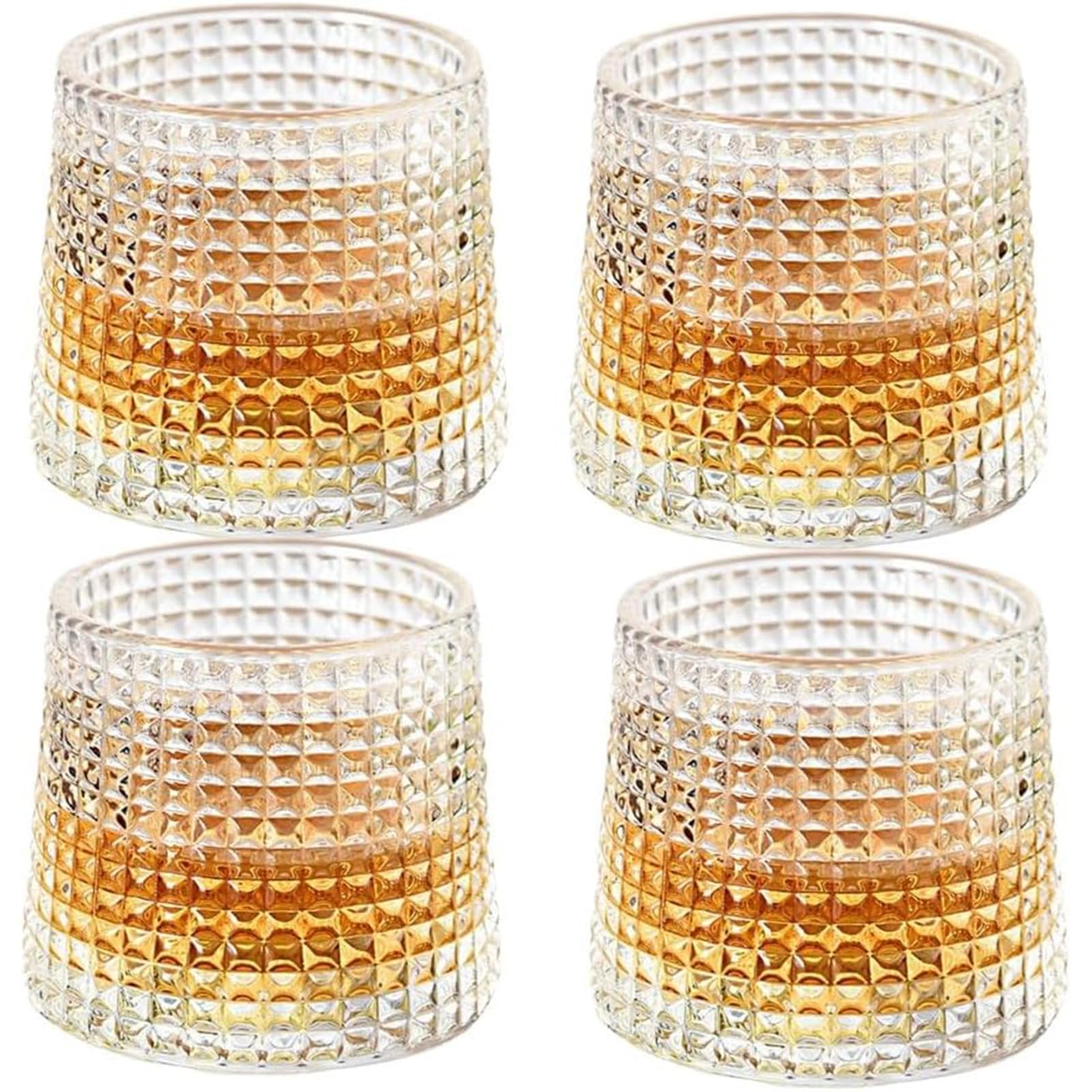 4PCS Whiskey Glasses, 7 OZ Cocktail Glasses, Old Fashioned Glasses for Drinking Bourbon Vodka Rum Liquor, Rocks Glasses, Crystal Scotch Glasses, Gifts for Men