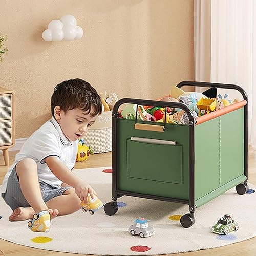 Organizador de juguetes para niños con ruedas para dormitorios, salas de juguetes, salas de juegos, puede contener juguetes, libros, ropa,