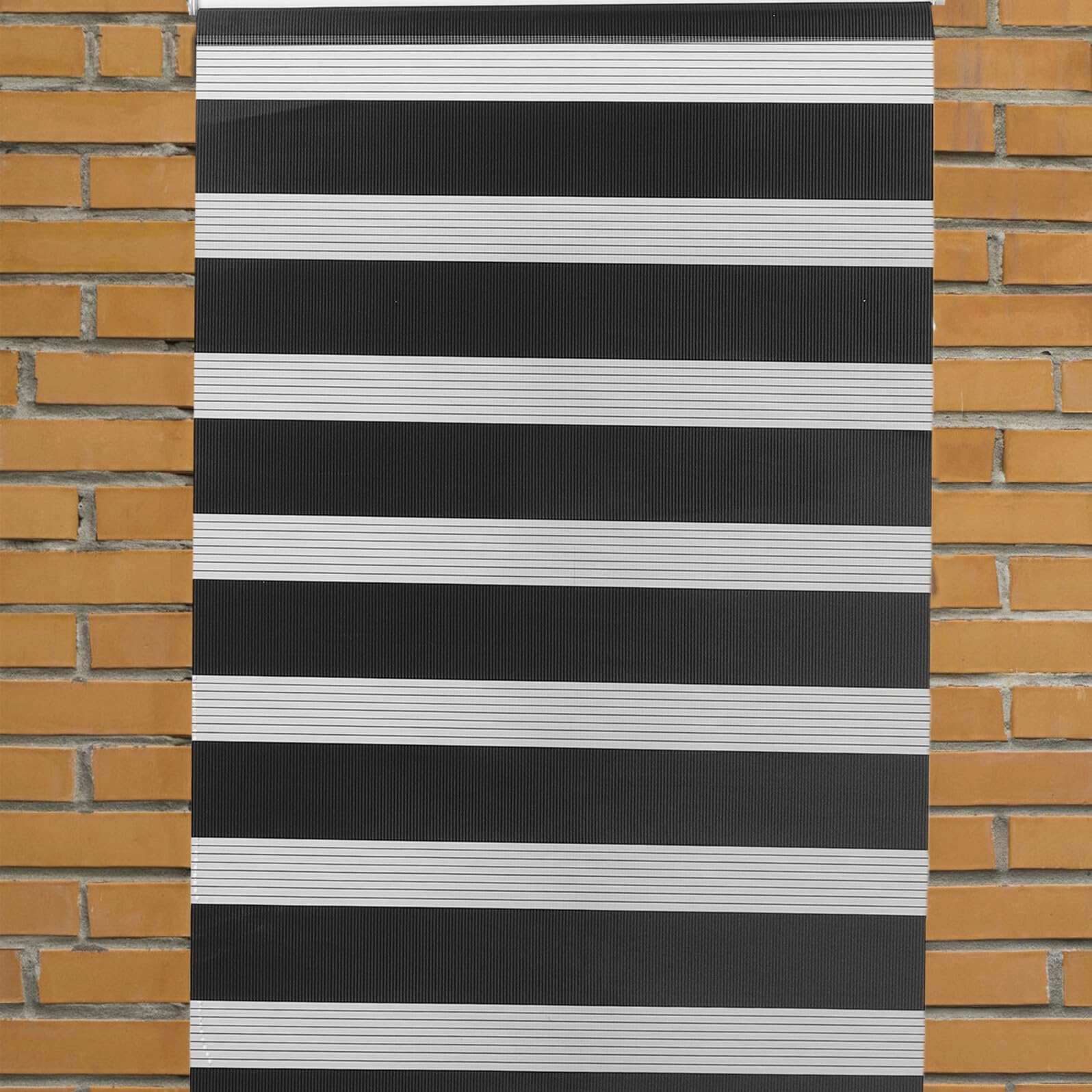 Tenda a Rullo Zebra Manuale Nero in Poliestere e Plastico | Filtraggio Luce e Protezione Privacy, per Ufficio e Studio, Uso Interno su Finestre Domestiche
