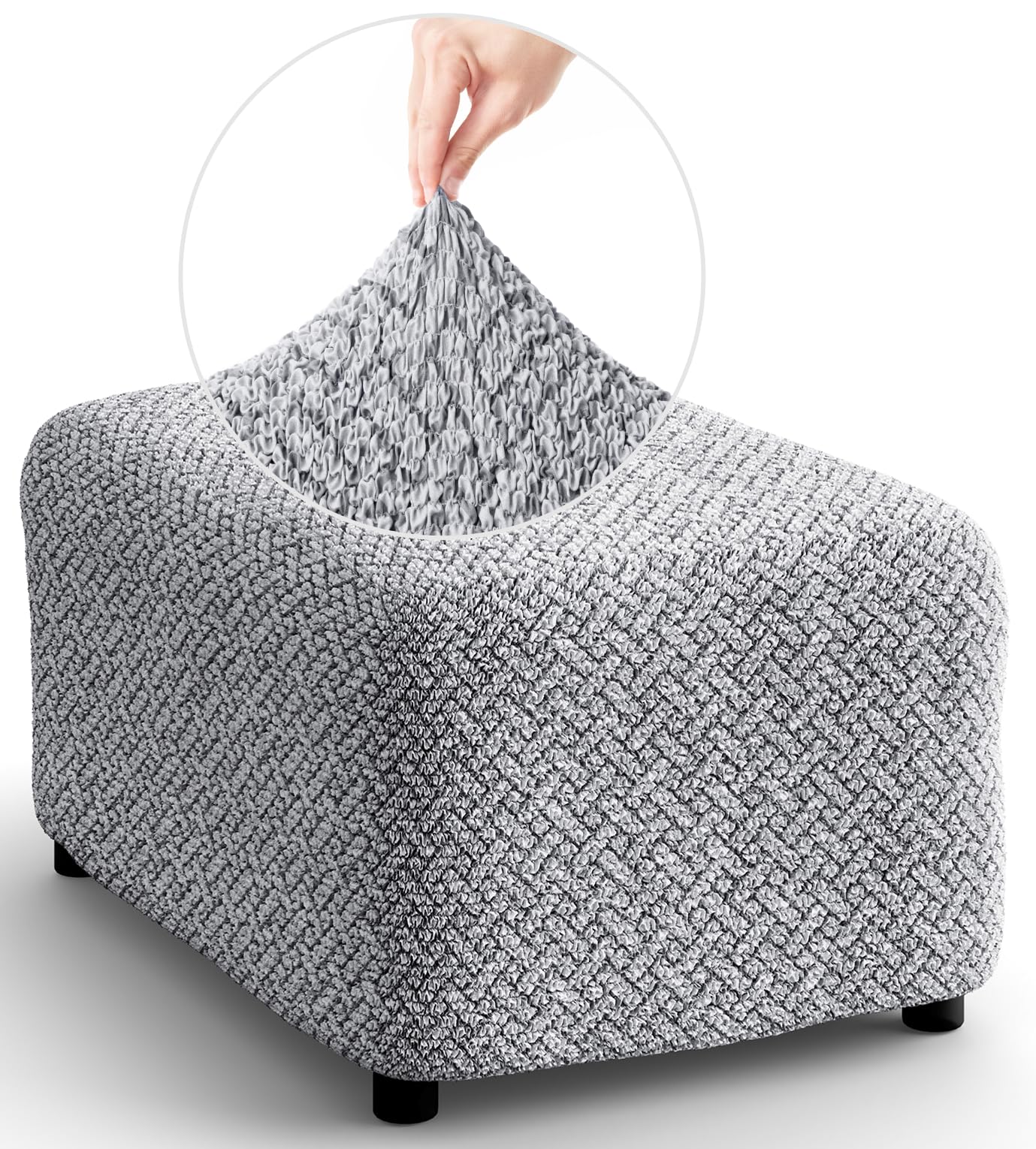 Paulato BY Ga.I.Co. Ottoman Slipcovers - 1-Piece Furniture Protector - Form Fit, Machine Washable -Microfibra Printedcollection - Venezia Grey Color