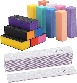 24 Count Nail Files and Buffers, 100/180 Grit Emery Boards Fingernail Files 80/120 Grit Nail Buffers Sanding Block for Natural Nails and Acrylic Nails