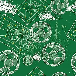 ReWallpaper Papel de parede verde de 17,5 pol. × 23 m, papel de parede esportivo vintage, papel de parede de futebol para quarto