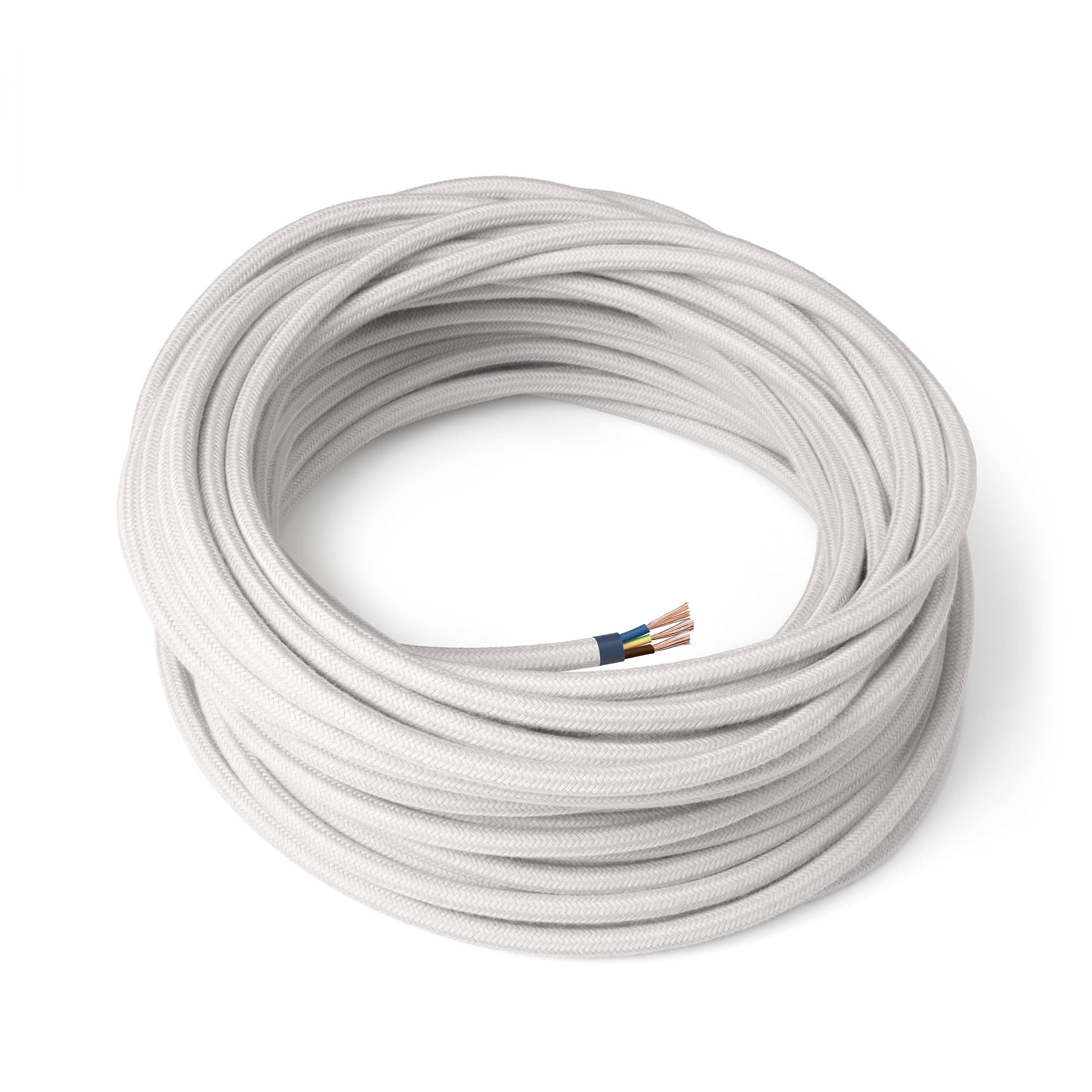 Amarcords - Cable de tela color NEGRO, redondo, seda, 10 metros, con tierra 3x0,75 - Hilo eléctrico textil de color estilo clásico para lámparas bricolaje y iluminación vintage. — view 13