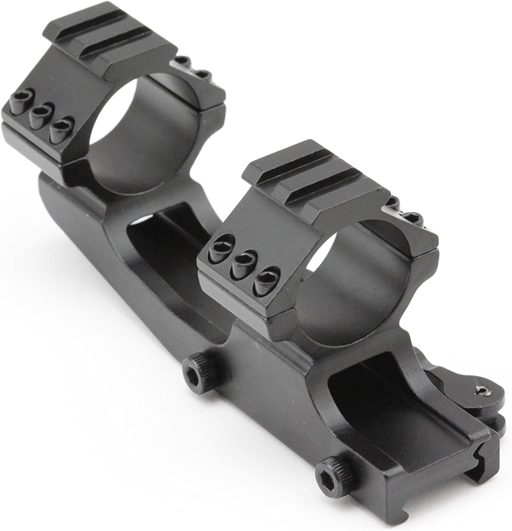 June Lake 1 inch/30mm Quick Release Cantilever Weaver Forward Reach Dual Ring Rifle Scope Mount, 25.4mm, 20mm Picatinny Rails, One Piece