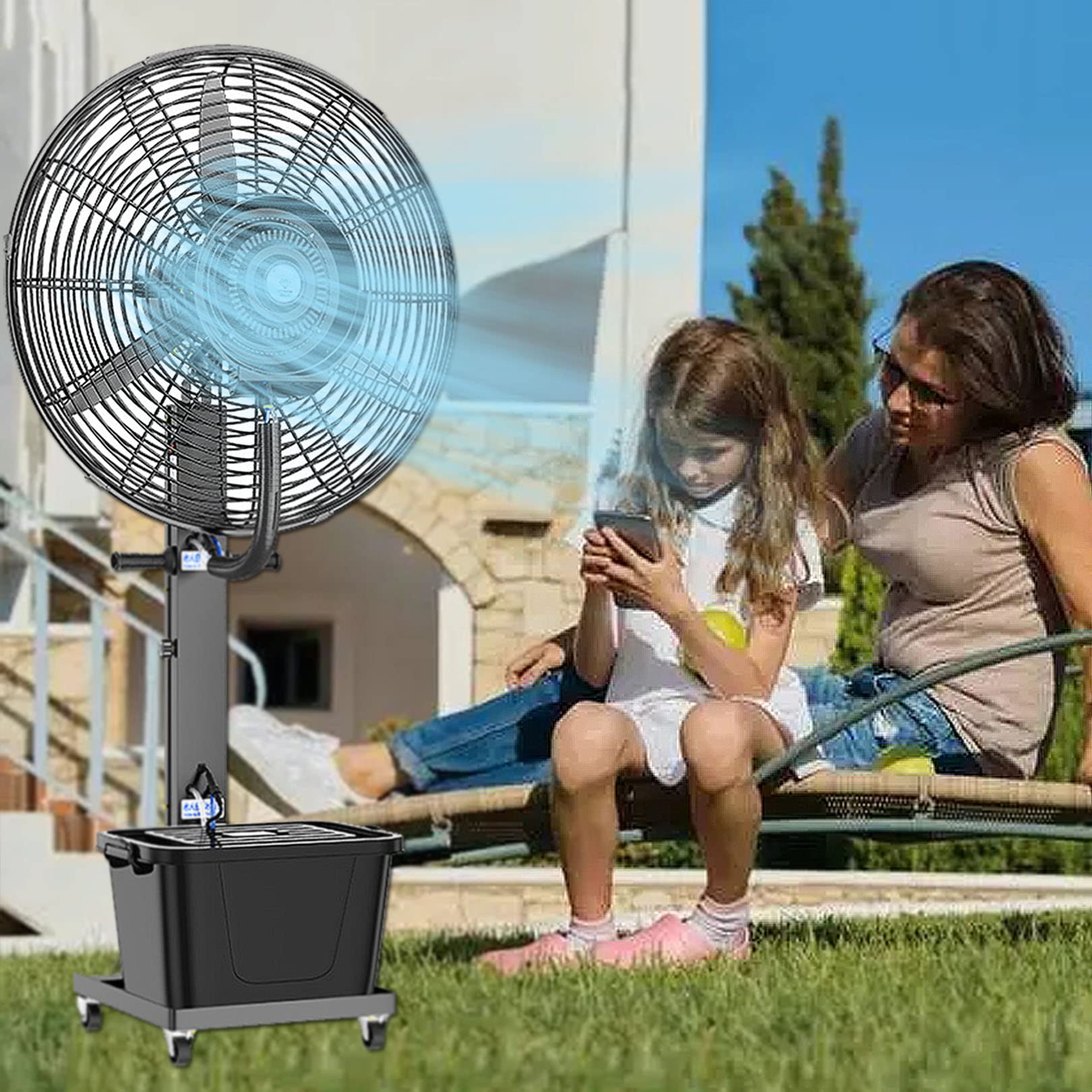 asdchZen 90°Oscillating Pedestal Fan, 3 Speeds 42L Tank For Barn Garage Workshop, 650Mm Blade,One Color-Fan blade750mm