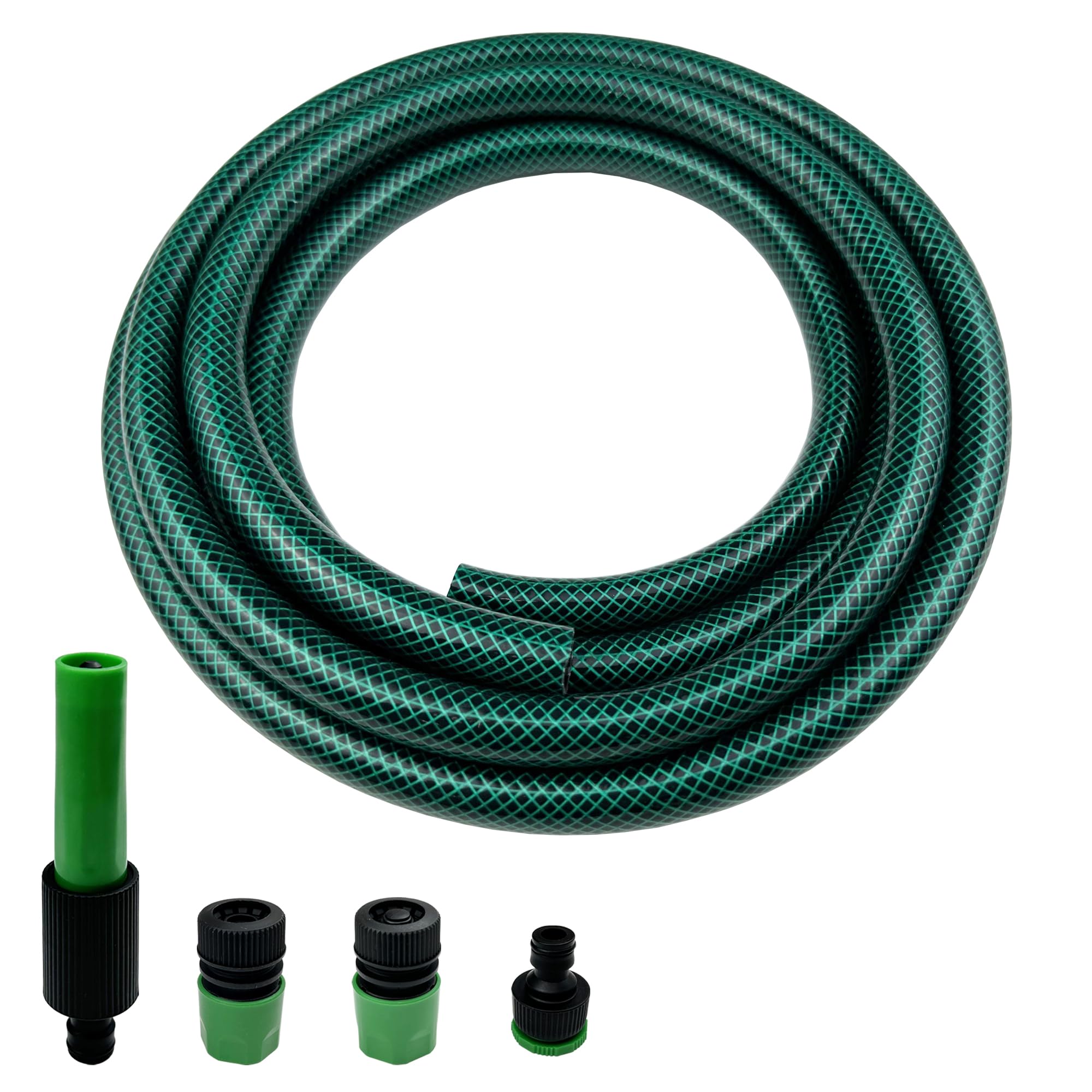 Darnassus Short PVC Garden Hose with Plastic Quick-Connect - 3M (10FT) Leak-Proof and Kink-Free, 12 mm (1/2") ID Leader Hose for Washing Machine RV Caravan