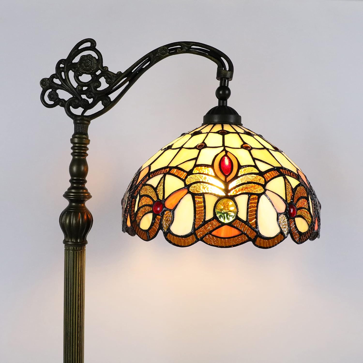 Tokira Tiffany Floor Lamp 64 Inch Vintage Baroque Style Floor Standing Lamp For Living Room Cozy Standard Reading Lamps For Lounge 12 Inch Stained Glass Lamp Shade Free Led Bulb Amazon Co Uk