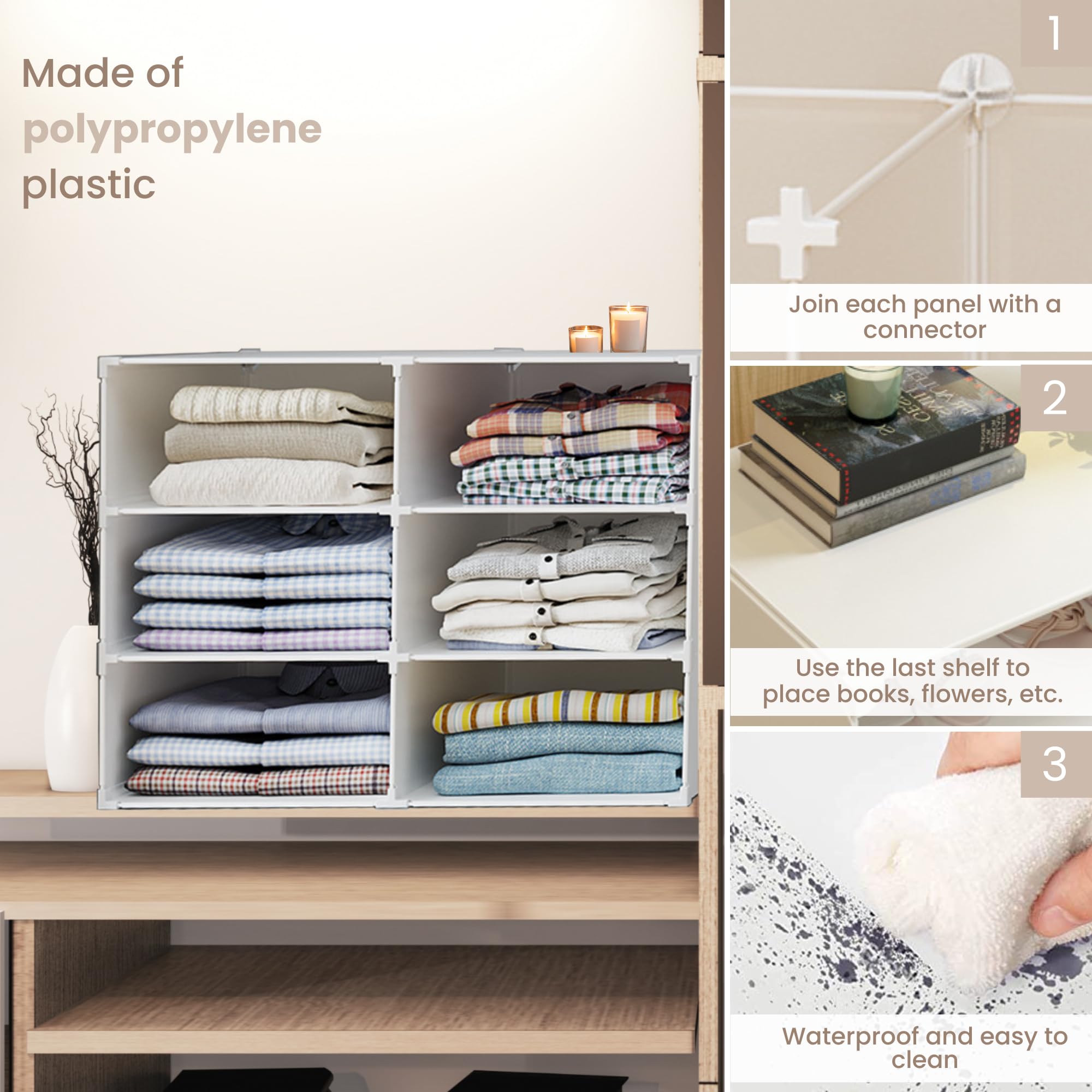 Estantería Modular 6 Módulos Organizador de Ropa para Armario Almacenamiento Hogar