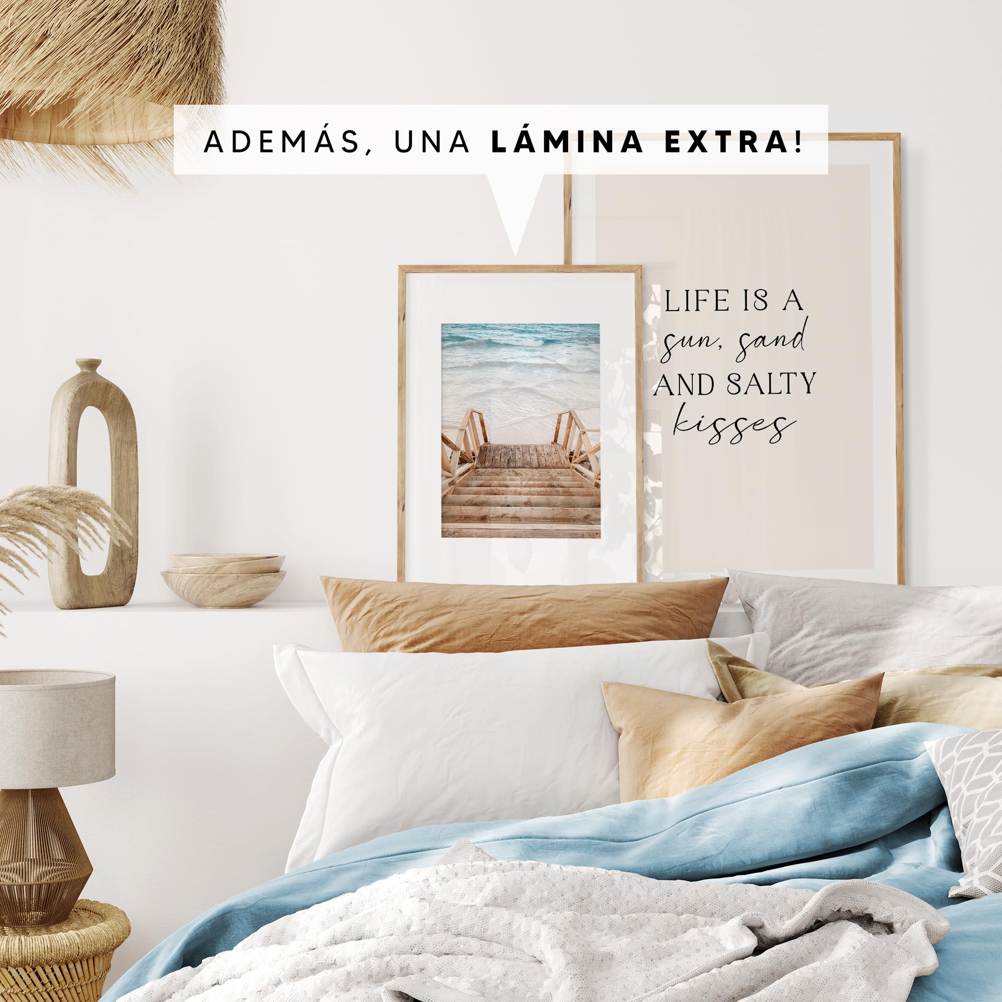 OHBIMBA® Set De 3 Cuadros Decoracion Salon Modernos Con Laminas Decorativas Pared Decoracion Marinera - Cuadros Decorativos Decoracion Pared - Lienzos Decorativos Tamaño 30 X 40 cm - Colección Playa