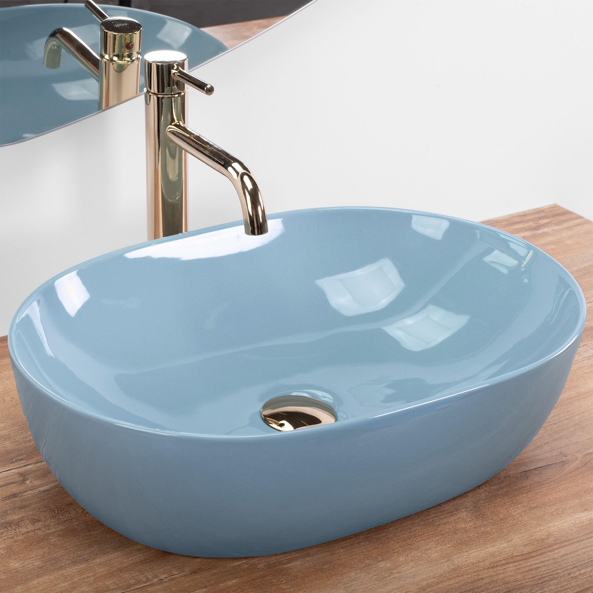 Lavabo Sobre Encimera Rea Lisa Azul