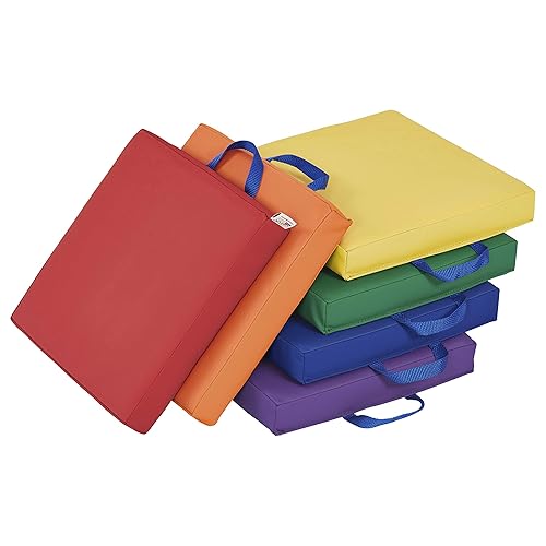 ECR4Kids SoftZone - Cojines acogedores para suelo con asas espuma de lujo de 2 pulgadas asientos flexibles para niños grandes y pequeños para el