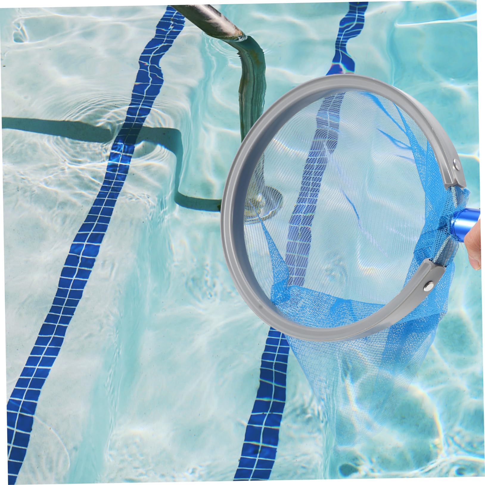 Red de Piscina Mango de Aluminio, Malla Delicada Azul para Recoger Hojas y Residuos, Ligera y Fácil de Montar, Adecuado para Fuente