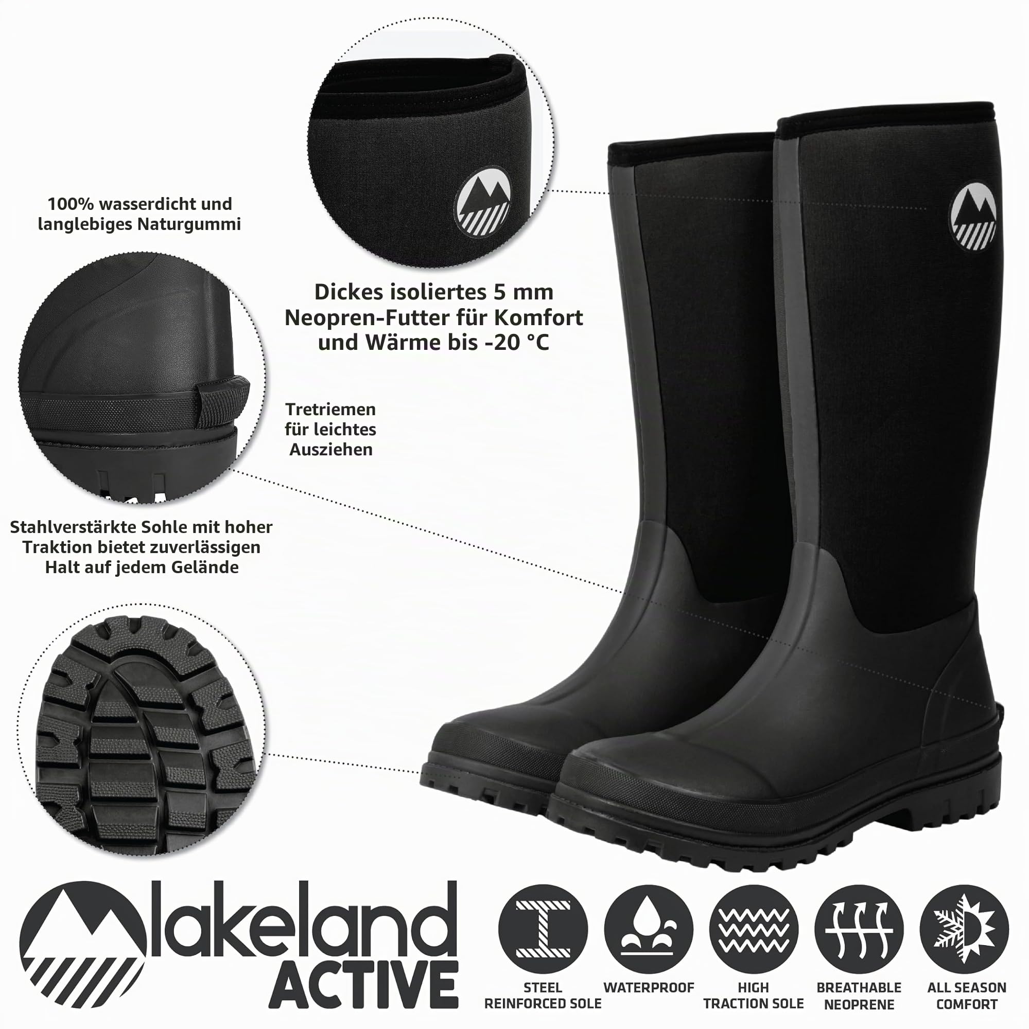 Lakeland Active Damen Rydal wasserabweisende Neopren-Gummistiefel,ohne Verschluss,mit mittlerer Schuhweite