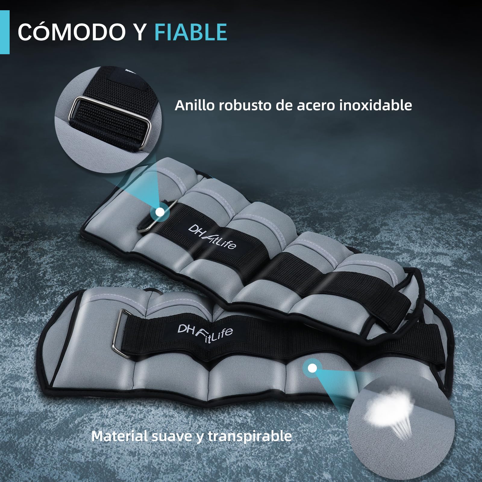 DH FitLife Juego de 2 pesas para tobillo, con pesos ajustables para piernas y brazos, 2 variaciones, 2,5 kg y 4,5 kg, pesas para tobillo, para entrenamiento de fuerza