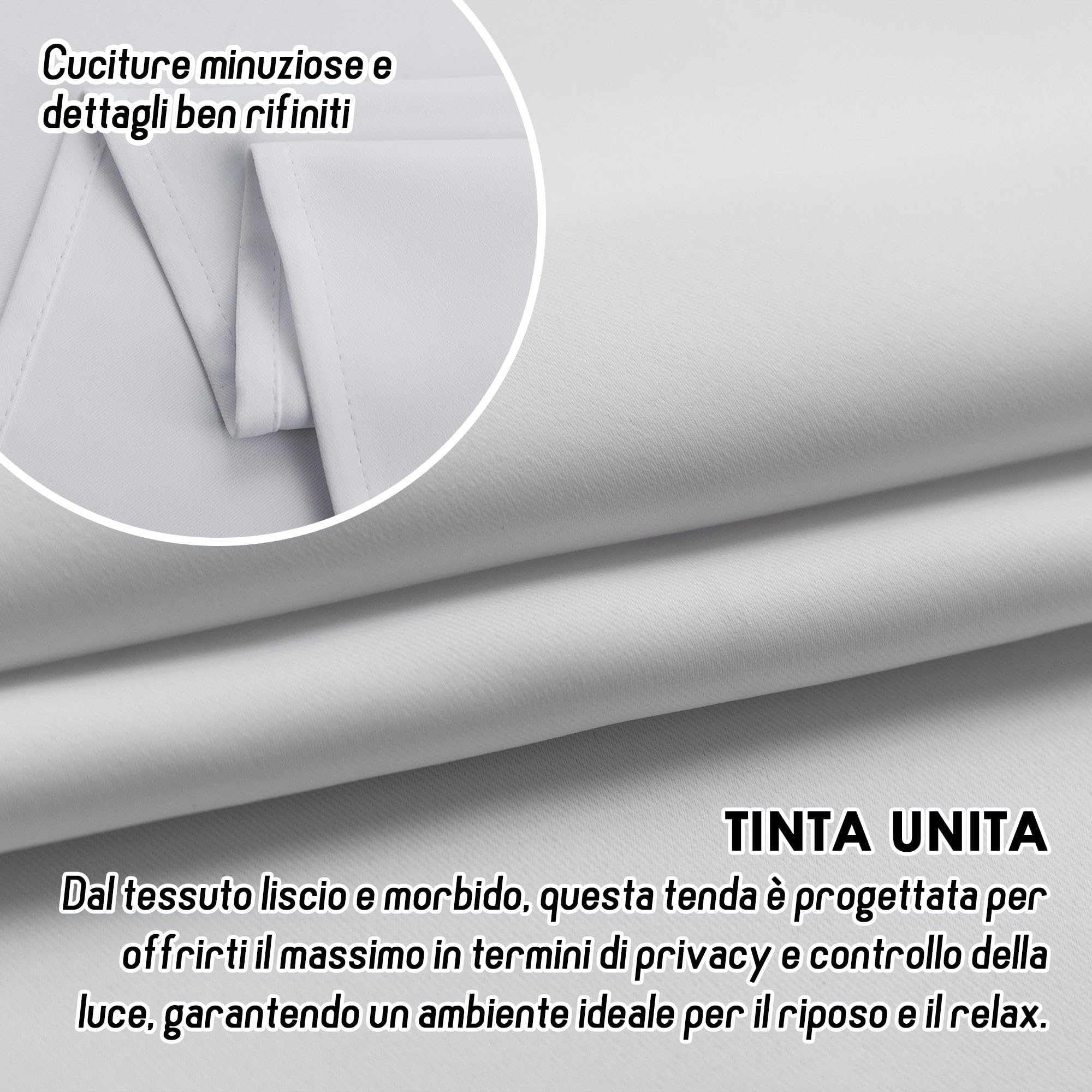 GIRASOLE HOME Coppia Tende Fiji Bianche Semi Oscuranti Termiche Morbide Tinta Unita 2 Pannelli da 55x220cm con Tasca, Bianco