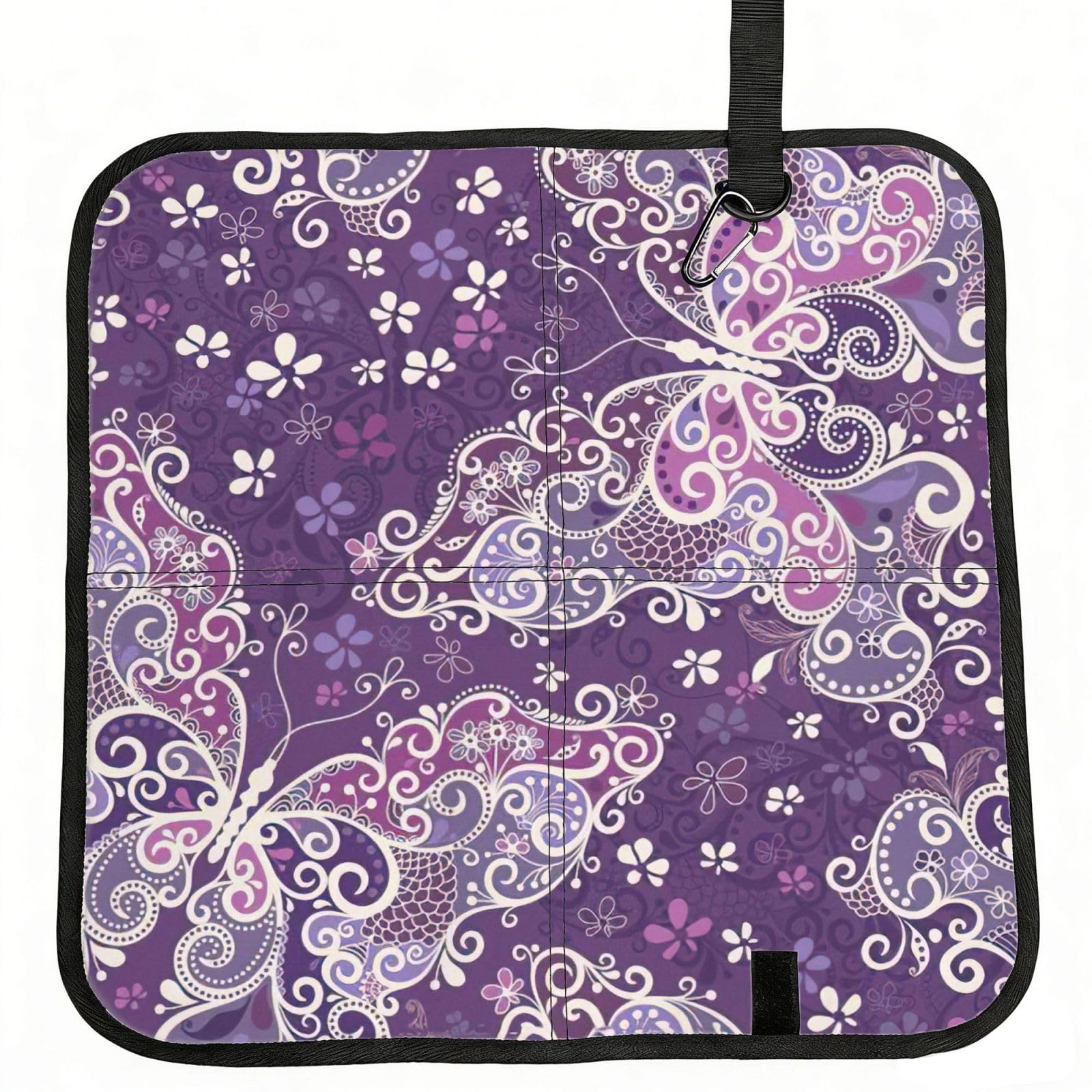PPHGUT Purple Butterflies Print Foldable Seat Cushion Waterproof Portable Chair Pad Travel Outdoor Picnic Camping