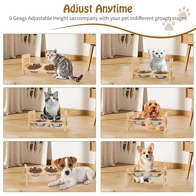Foto 4 de 8 de Cuenco elevado para perros con 2 cuencos de acero inoxidable para mascotas