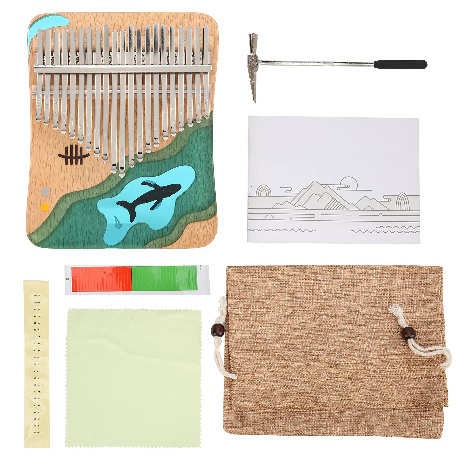 Kalimba de pulgar de 17 teclas, instrumento portátil para dedos, kit con martillo de afinación. Regalo ideal.