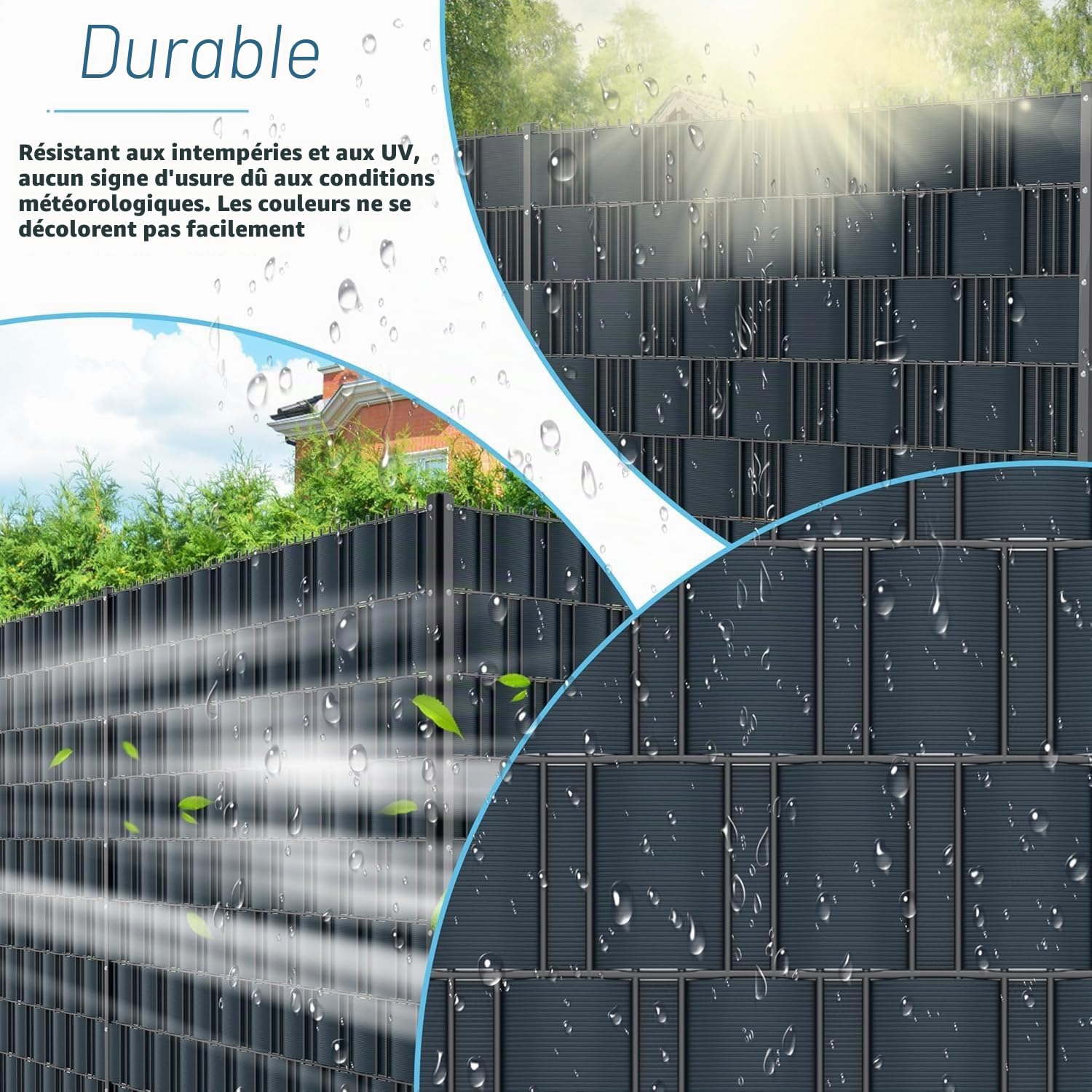 LZQ Bandes brise-vue en PVC 40x dur, rouleau de 25 m x 19 cm, double fil opaque pour jardin, balcon, anthracite
