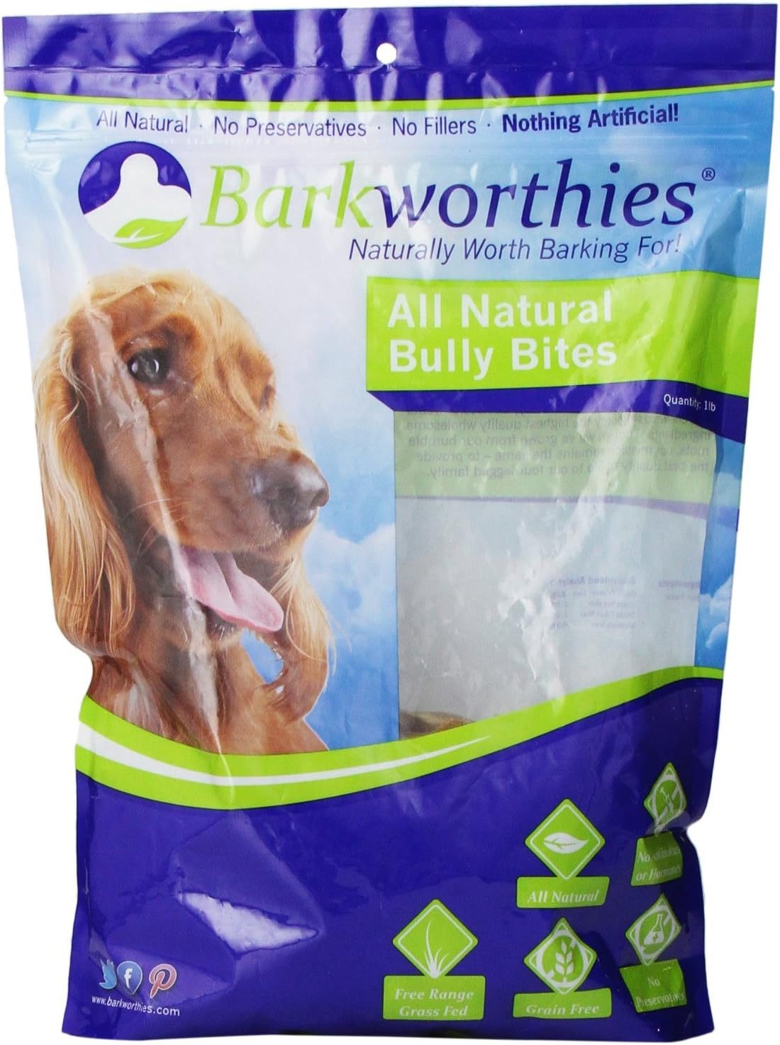 Barkworthies Bully Bites in Bag for Pets, 1-Pound