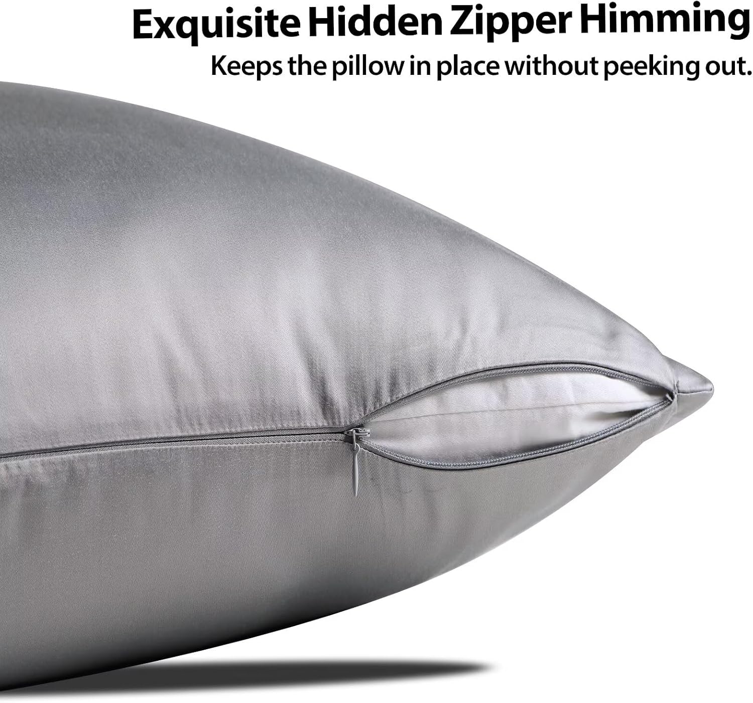 4 Pack Cooling Pillow Cases,Viscose Derived from Bamboo Pillow Protectors Standard Size Set of 4, 400 Thread Count Soft Silky Breathable Summer Pillow Cover with Zipper Hidden (4PCS, Standard,Grey)