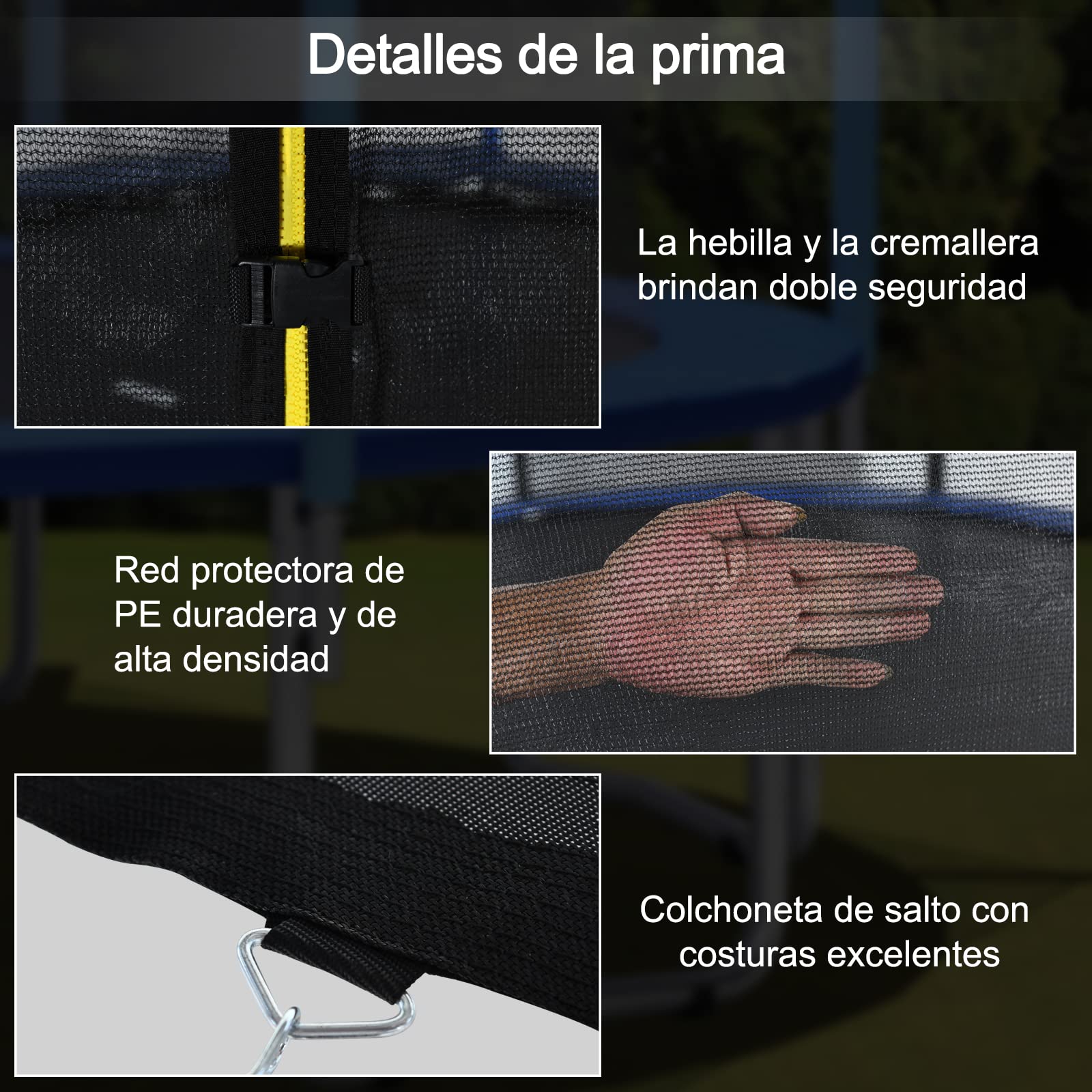 COSTWAY Cama Elástica de Exterior 244/305/366/427 cm, Trampolín con Red de Seguridad, Tubos Galvanizados Antióxido, Escalera, Resistente a la Intemperie, para Niños y Adultos