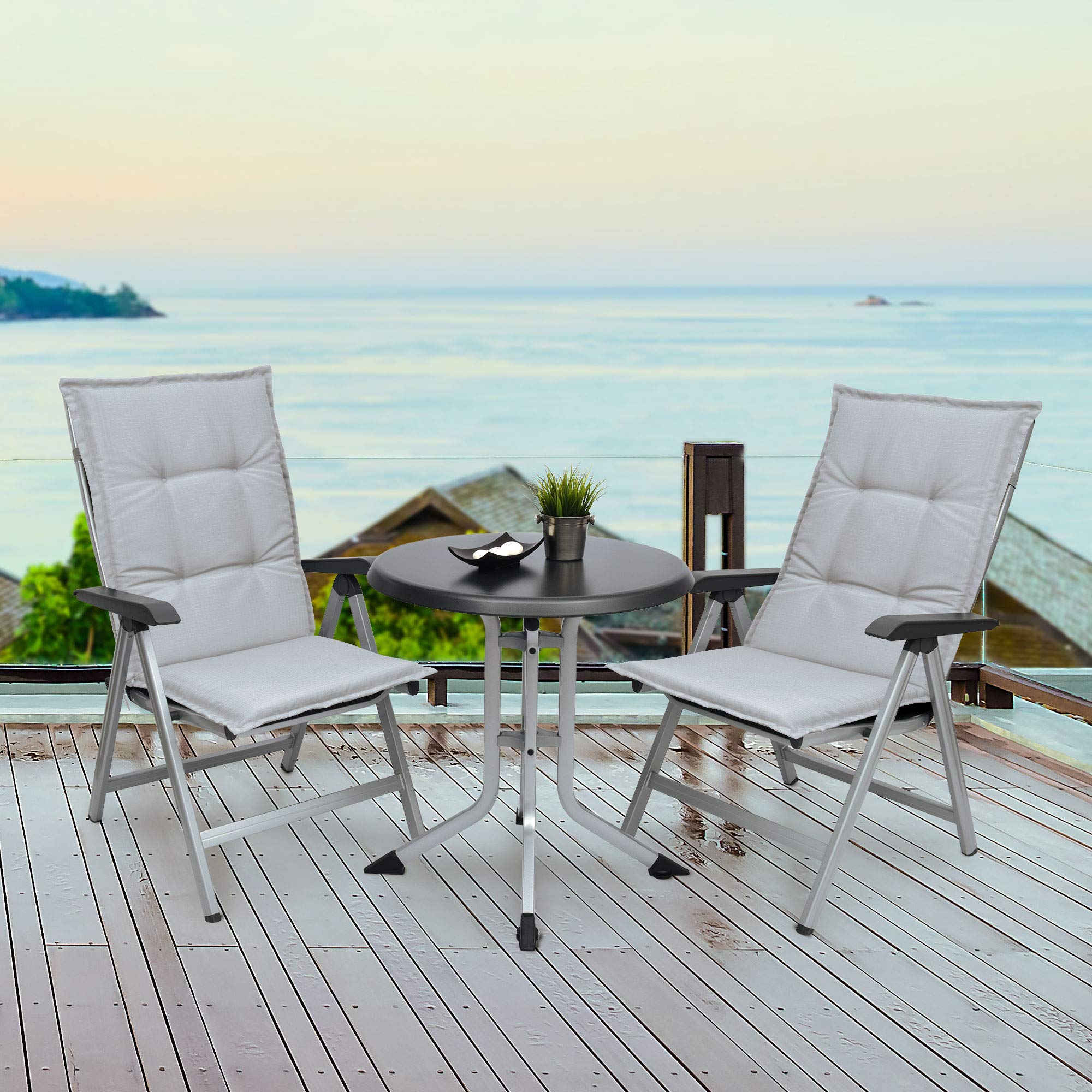 Cuscino Per Sedia A Sdraio 120x50x6cm - Grigio, Resistente Ai Raggi UV - Foto 5