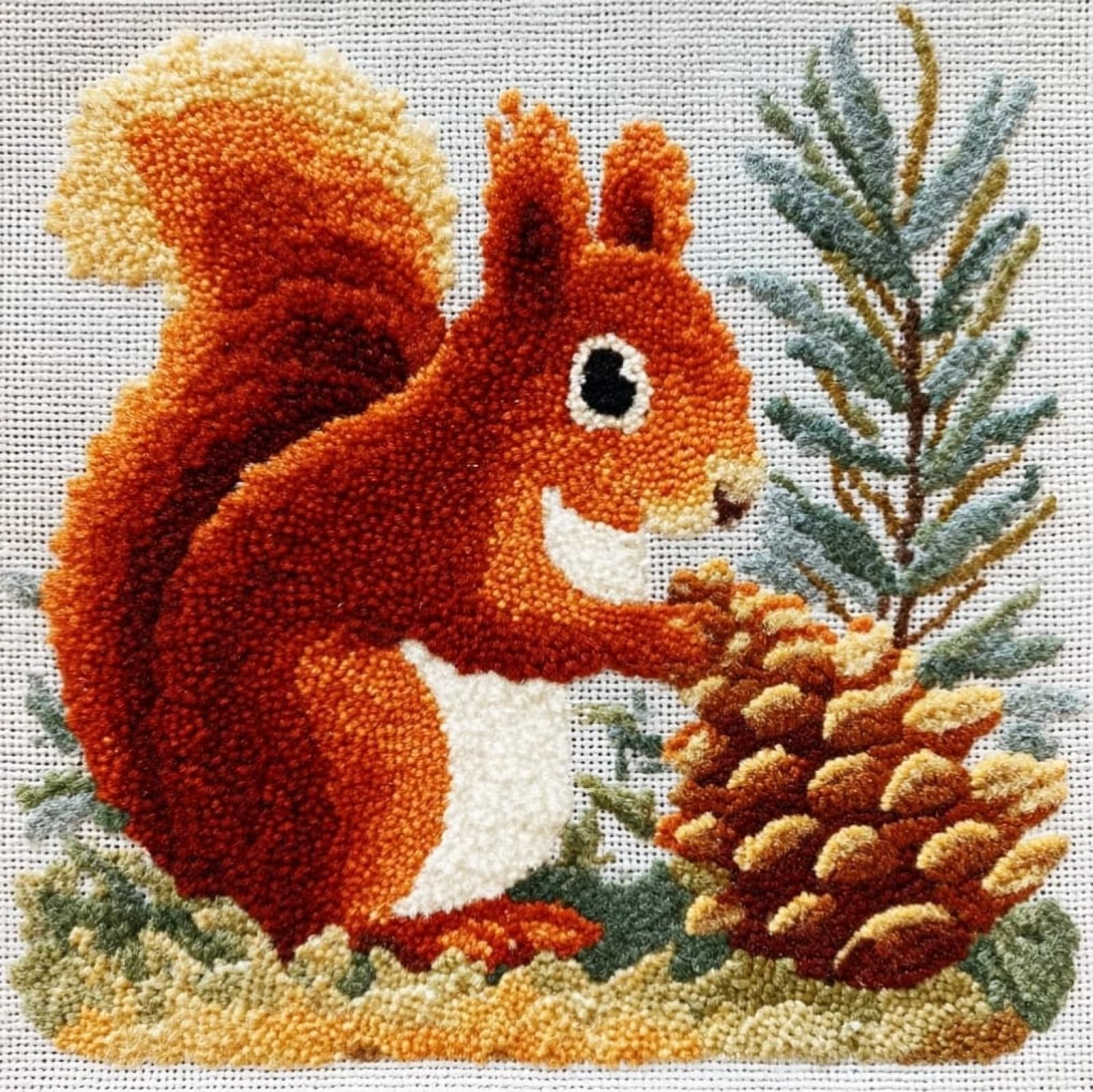 AxiangziK Latch Hook Pillow Cover Kit,Animal Squirrel 43x43cm DIY Cushion Kit for Adults Beginners,Living Room Sofa Decoration,with Pattern and Yarn